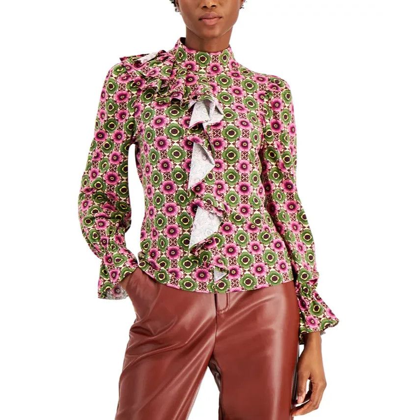 Other INC International Concepts Printed Ruffled Top, Bev Floral, Size S / US 4 / IT 40 - 1 Thumbnail