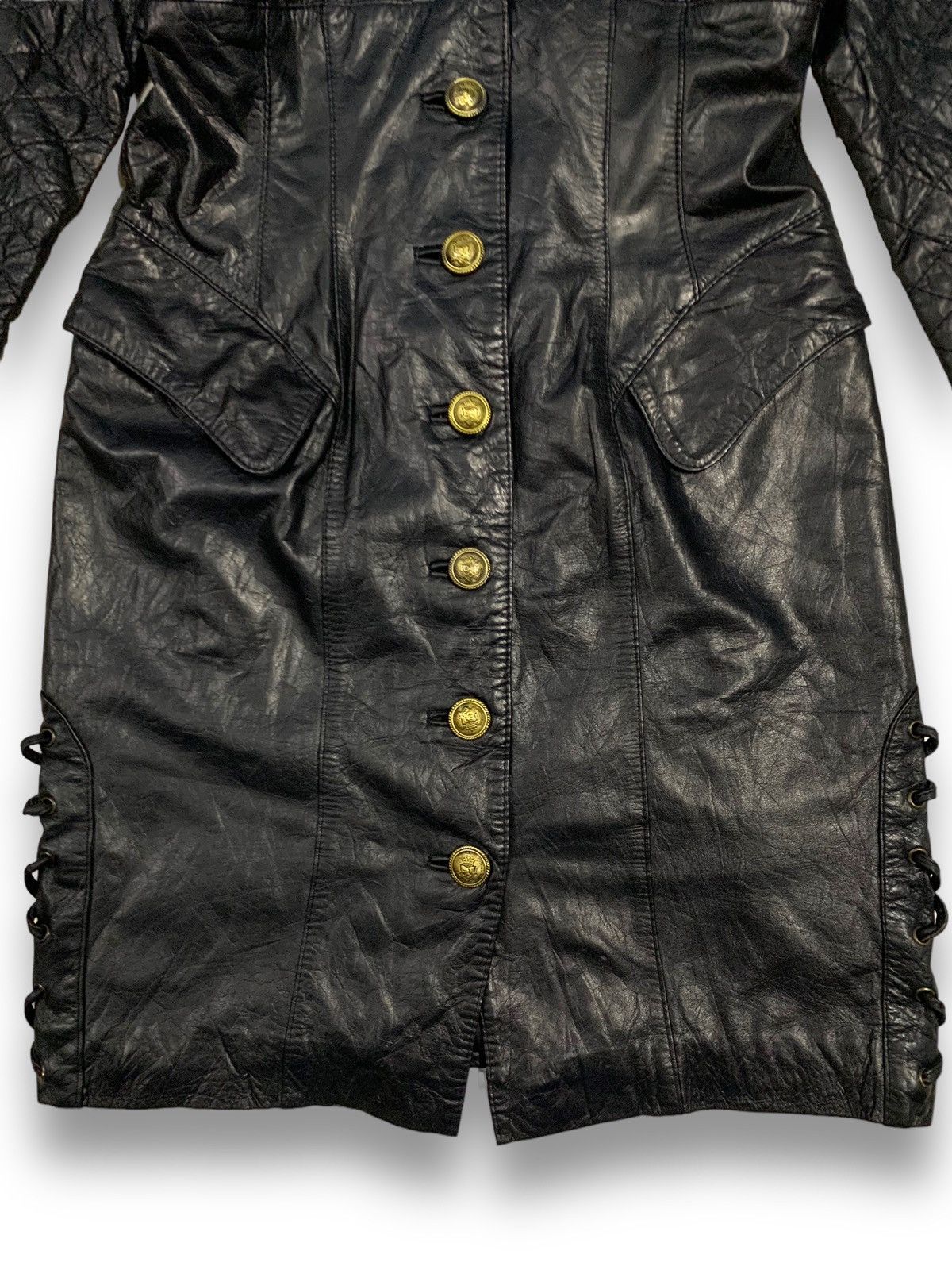 Other Vintage Marais Cowhide Leather Lace-up Punk Style Overcoat Size M / US 6-8 / IT 42-44 - 8 Thumbnail