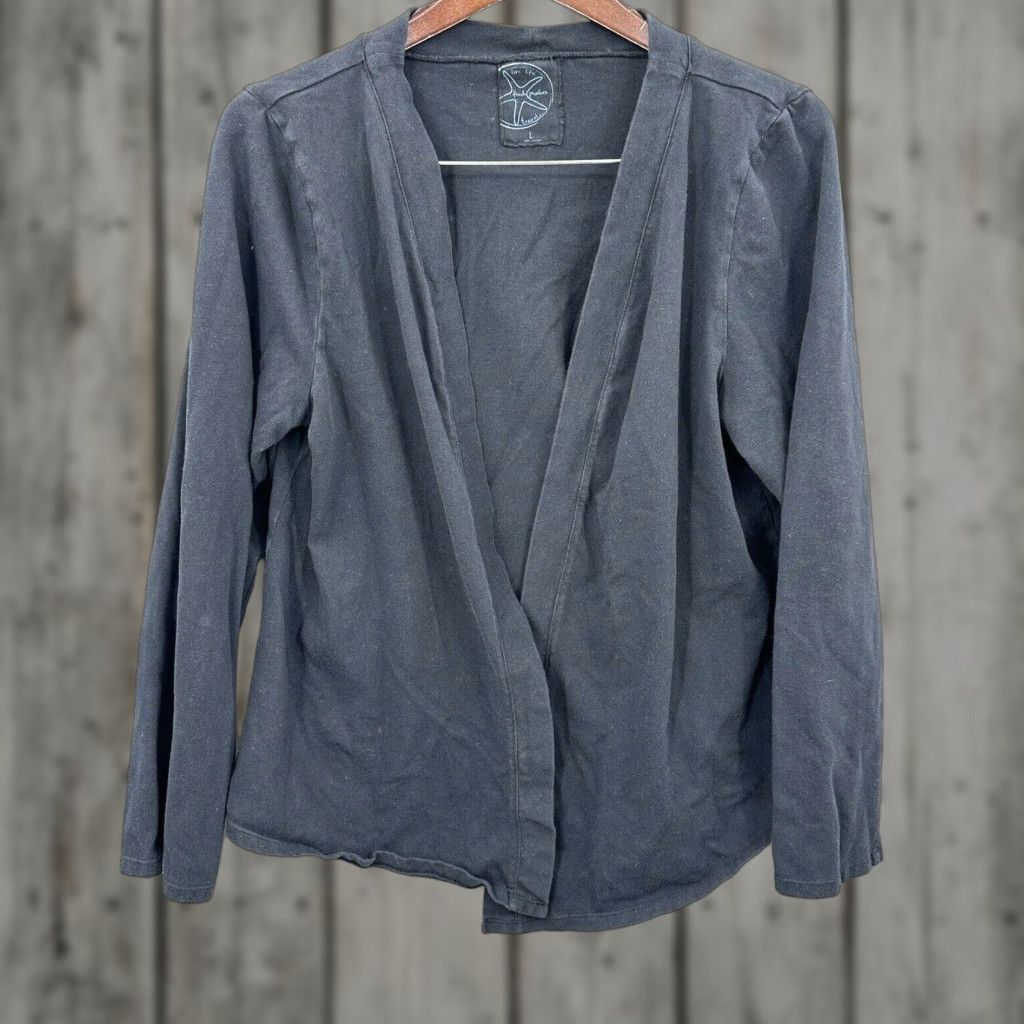 Vintage VINTAGE Fresh Produce Women's Cardigan Sweater Fall Spring Summer Winter L Black Jersey Knit Open Front Casual Travel USA Size L / US 10 / IT 46 - 1 Thumbnail