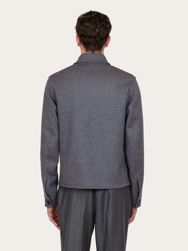 Salvatore Ferragamo o1s1rm0226 Mixed Cashmere Blouson Jacket in Charcoal Grey Size US M / EU 48-50 / 2 - 3 Thumbnail