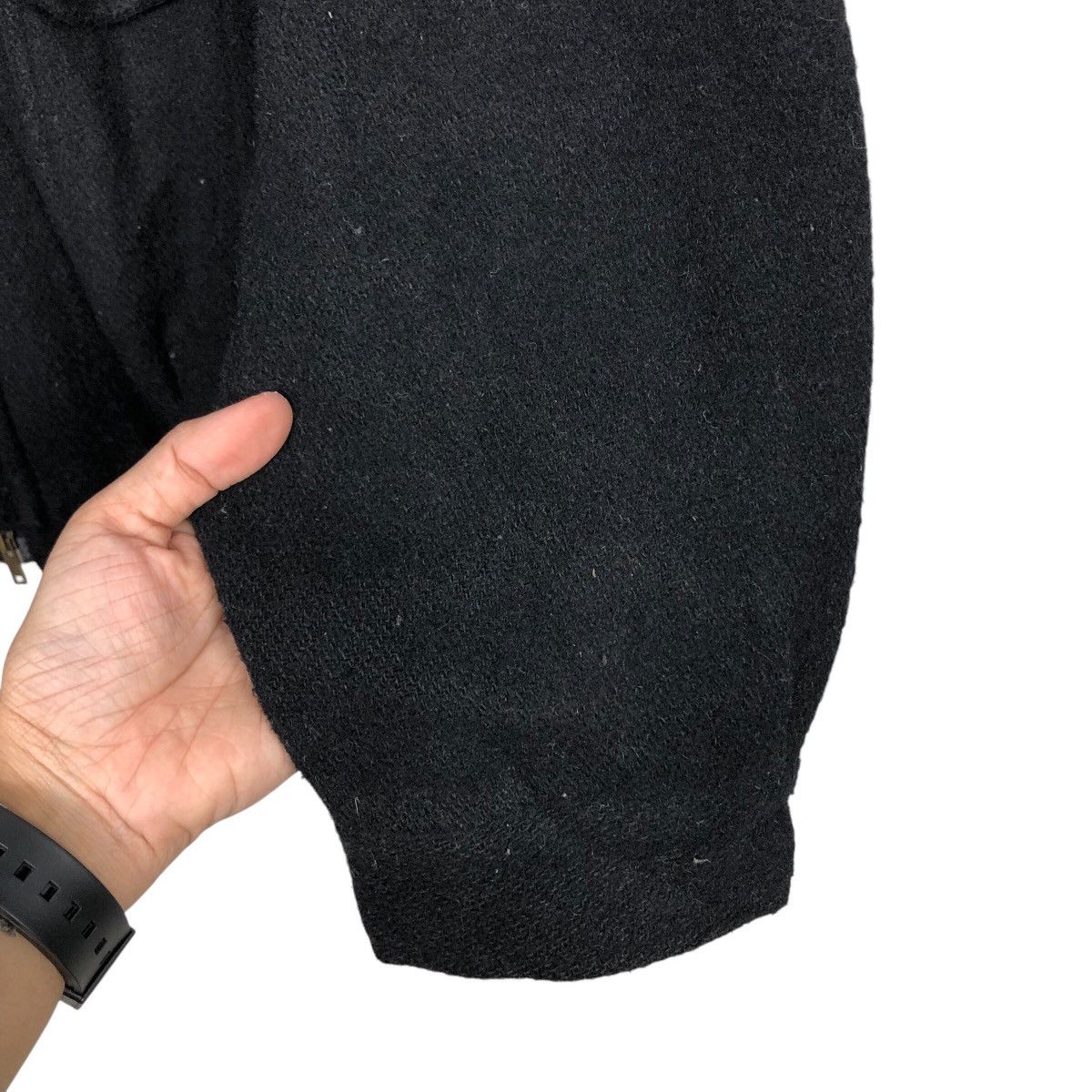 Japanese Brand Rich Black Vintage Wool Bomber Jacket Unbrandd Issey Miyake Size US L / EU 52-54 / 3 - 16 Thumbnail