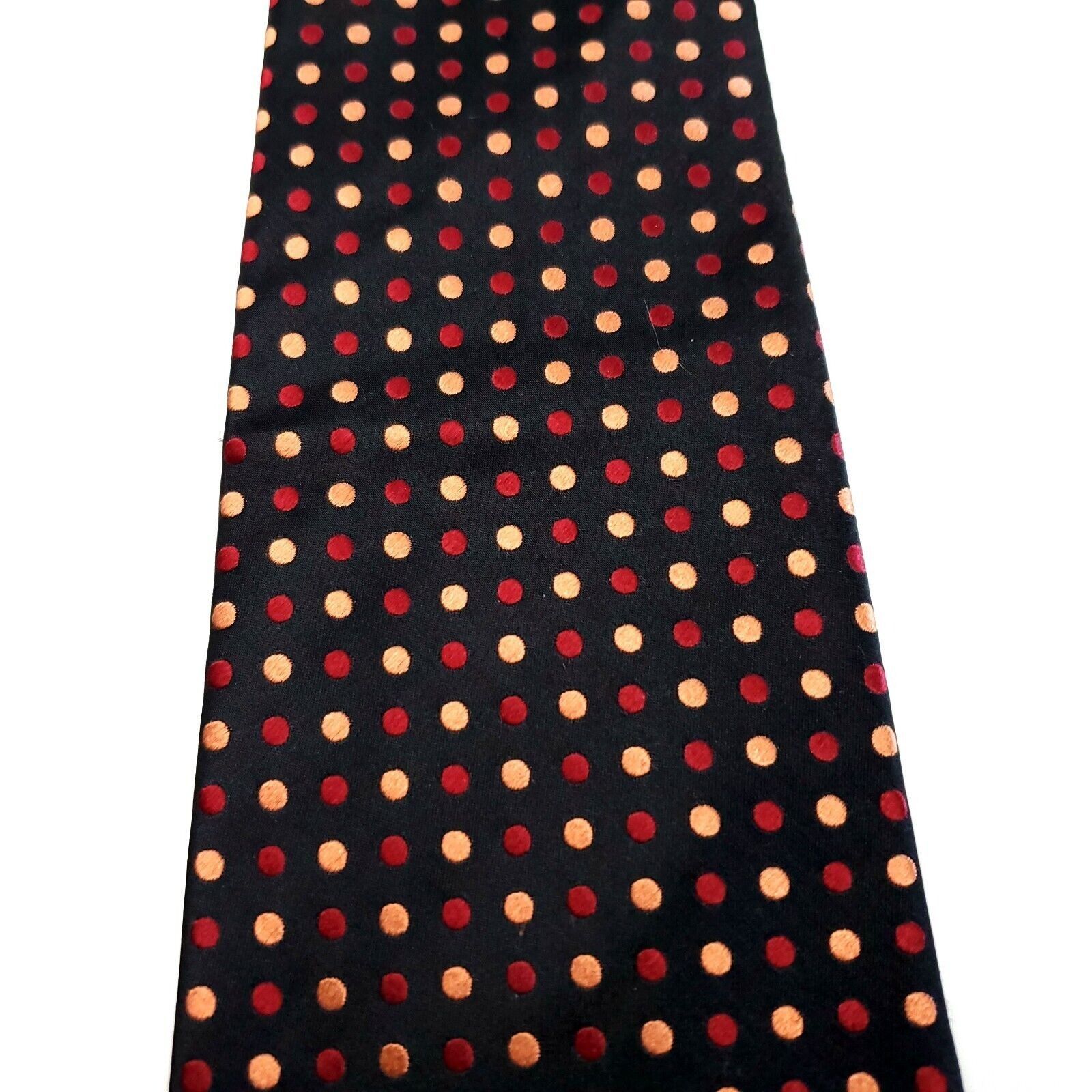 Croft & Barrow Croft & Barrow Black Brown Red Silk Tie Woven Polka Dots Size ONE SIZE - 2 Thumbnail