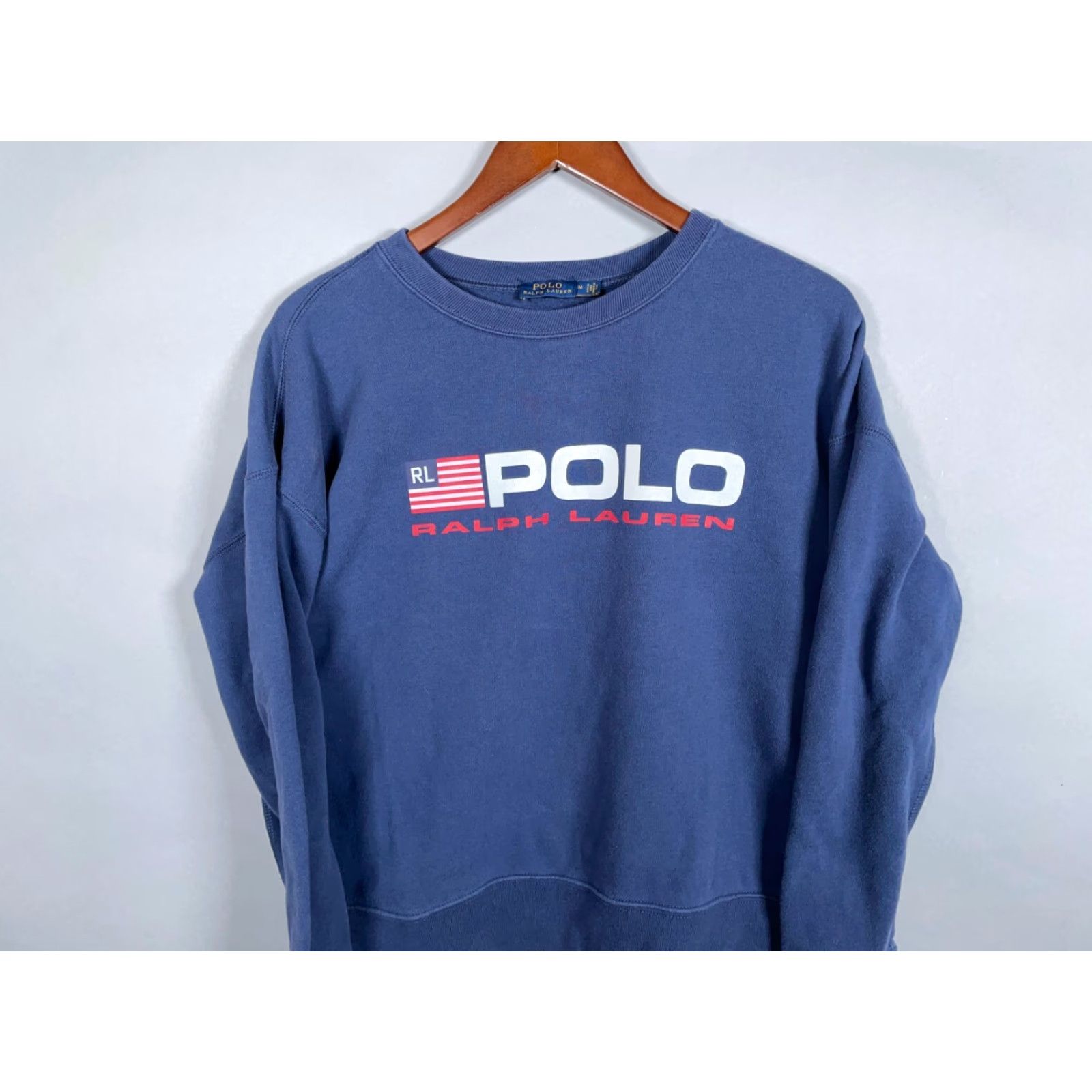Polo Ralph Lauren Polo Ralph Lauren Sweatshirt Adult Medium Dark Blue Flag Spell Out Graphic Crew Neck Long Sleeve Boxy Fit Size US M / EU 48-50 / 2 - 3 Thumbnail