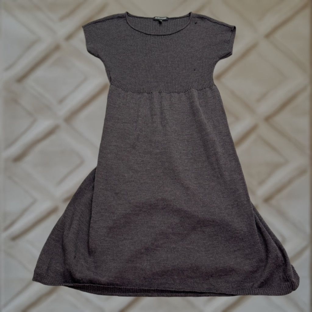 Eileen Fisher EILEEN FISHER Wool Sweater Dress Womens XS Gray Casual Knit Knee Length Long Sleeve Size XS / US 0-2 / IT 36-38 - 1 Thumbnail