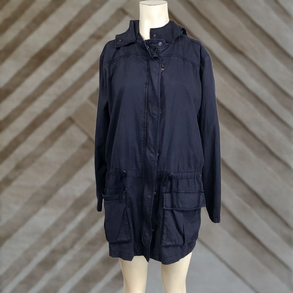 Vintage VINTAGE SEJOUR Women's 0X Navy Zip & Snap Closure Hooded Cargo Jacket Coat Shirt Size XL / US 12-14 / IT 48-50 - 1 Thumbnail