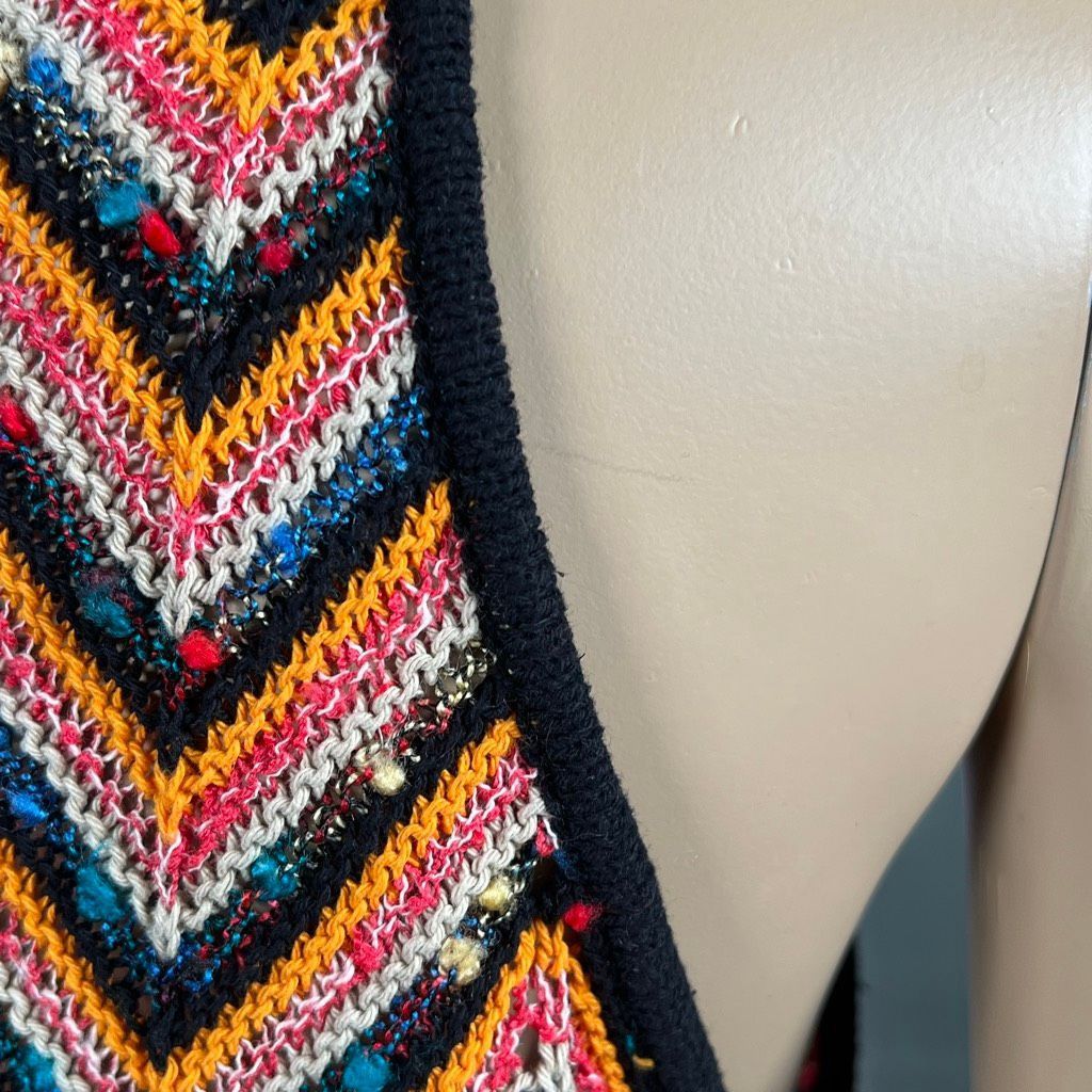 Zara Zara Knit Multicolor Chevron Maxi zigzag Dress Sleeveless Crochet Style Size M (029) Size M / US 6-8 / IT 42-44 - 9 Thumbnail