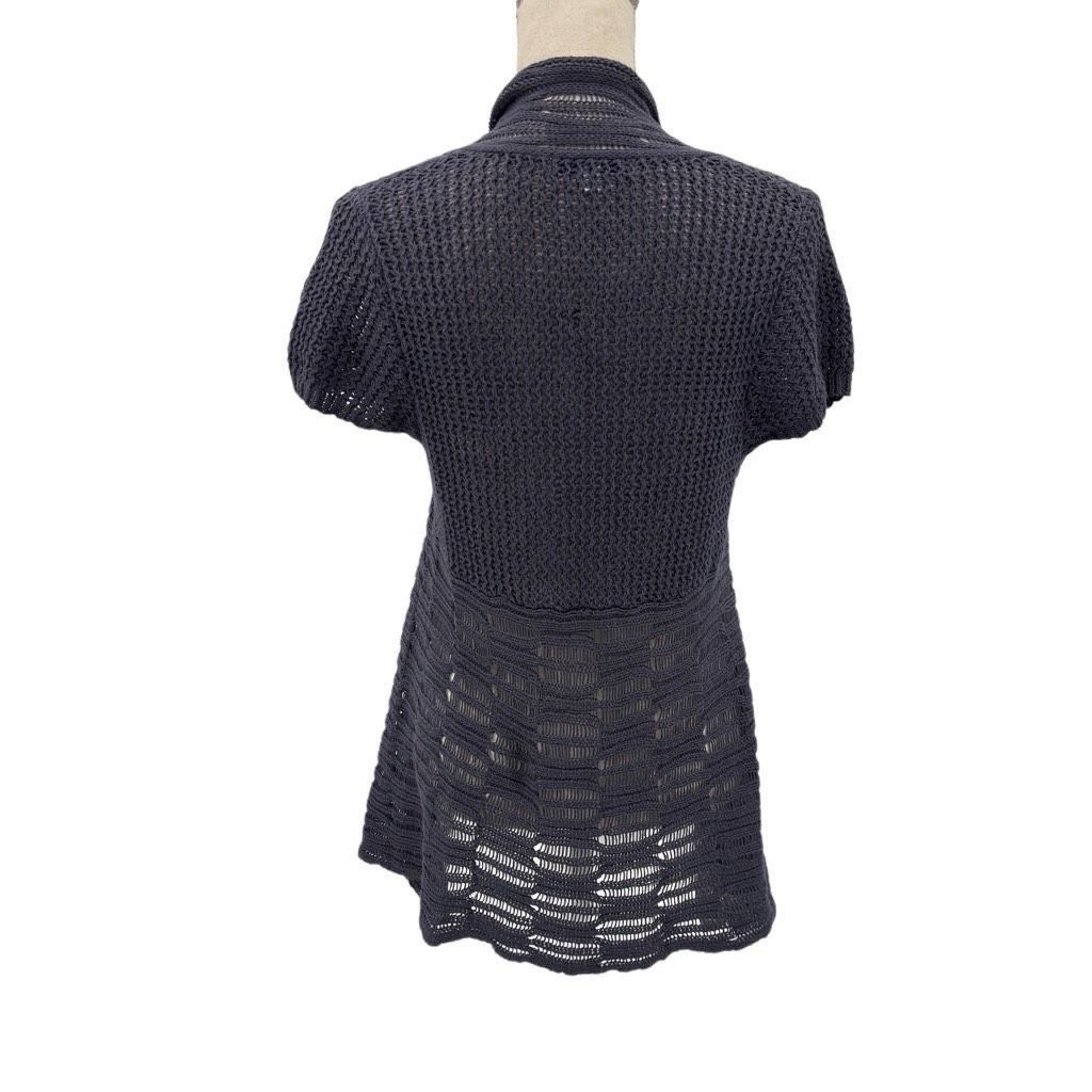 Other Cabi Drape Open Front Knit Short Sleeve Asymmetric Hem Boho Cardigan Gray Medium Size M / US 6-8 / IT 42-44 - 2 Thumbnail
