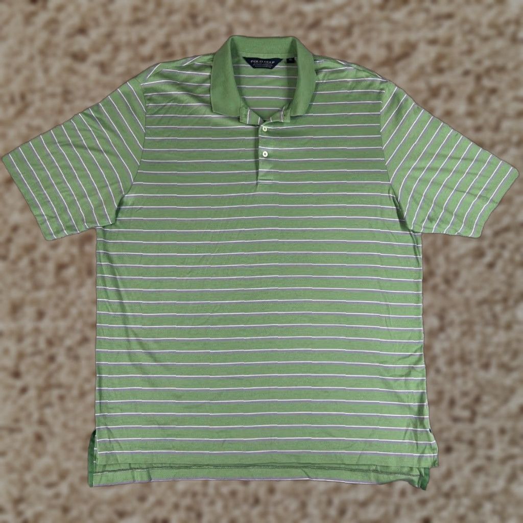 Polo Ralph Lauren Polo Ralph Lauren Shirt Mens XL Green Purple Stripe 100% Cotton Polo Golf Shirt Size US XL / EU 56 / 4 - 1 Thumbnail