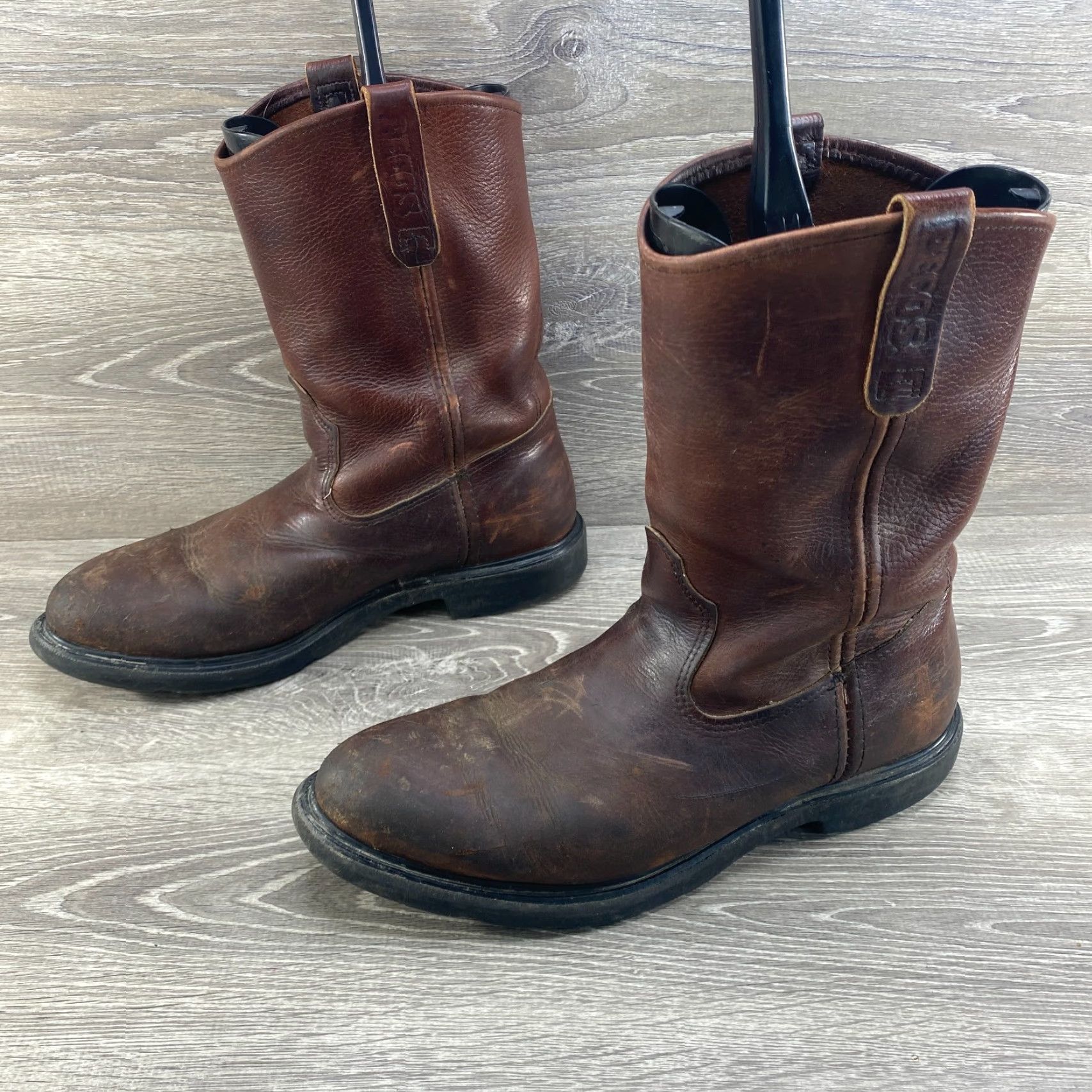 Red Wing VINTAGE Red Wing Pecos Boots Mens 11 Brown Leather Pull On Round Toe Supersole Work 1132 - Made in the USA - Western style Mens Boots Size US 11 / EU 44 - 5 Thumbnail