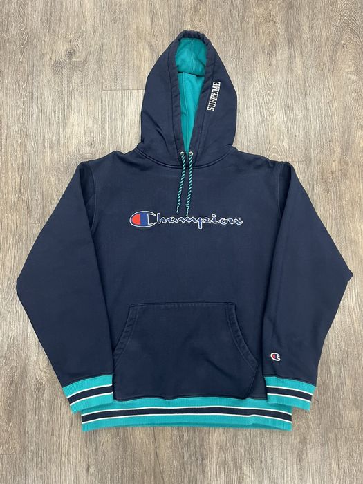 Supreme x cheap champion hoodie blue