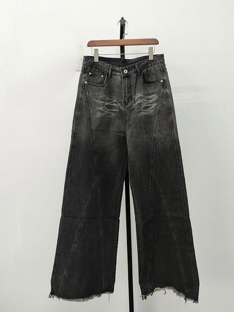 Jean Whiskered Washed Wide Leg Denim Jeans Grunge Streetwear Size US 28 / EU 44 - 1 Thumbnail
