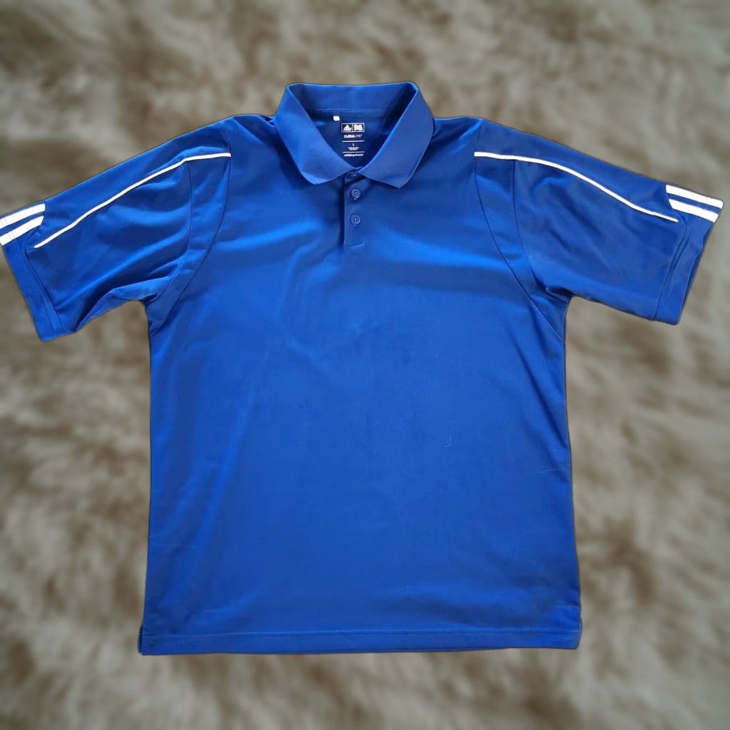Adidas Adidas Polo Shirt Men Climalite Blue Short Sleeve Golf 3 Stripes L Large Regular Sized Size US L / EU 52-54 / 3 - 1 Thumbnail