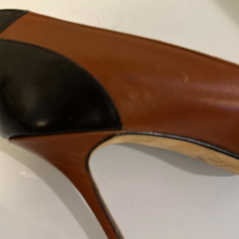 Manolo Blahnik Manolo Blahnik Black and Brown Leather Geometric Pumps 39.5 Size US 8.5 / IT 38.5 - 10 Thumbnail