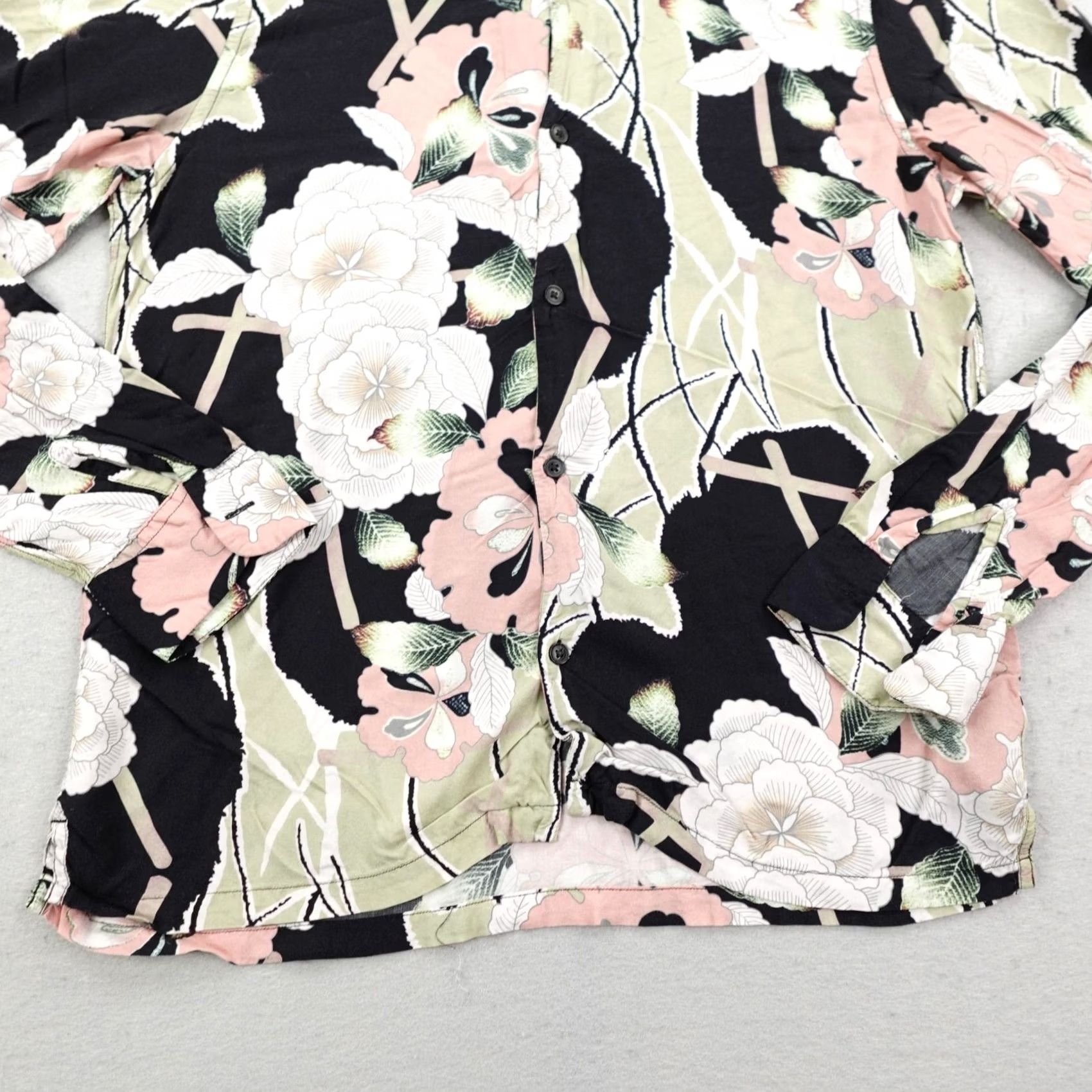 Allsaints AllSaints Shirt Mens Medium Black Green Floral Hawaiian Button Up Camp Size US M / EU 48-50 / 2 - 3 Thumbnail
