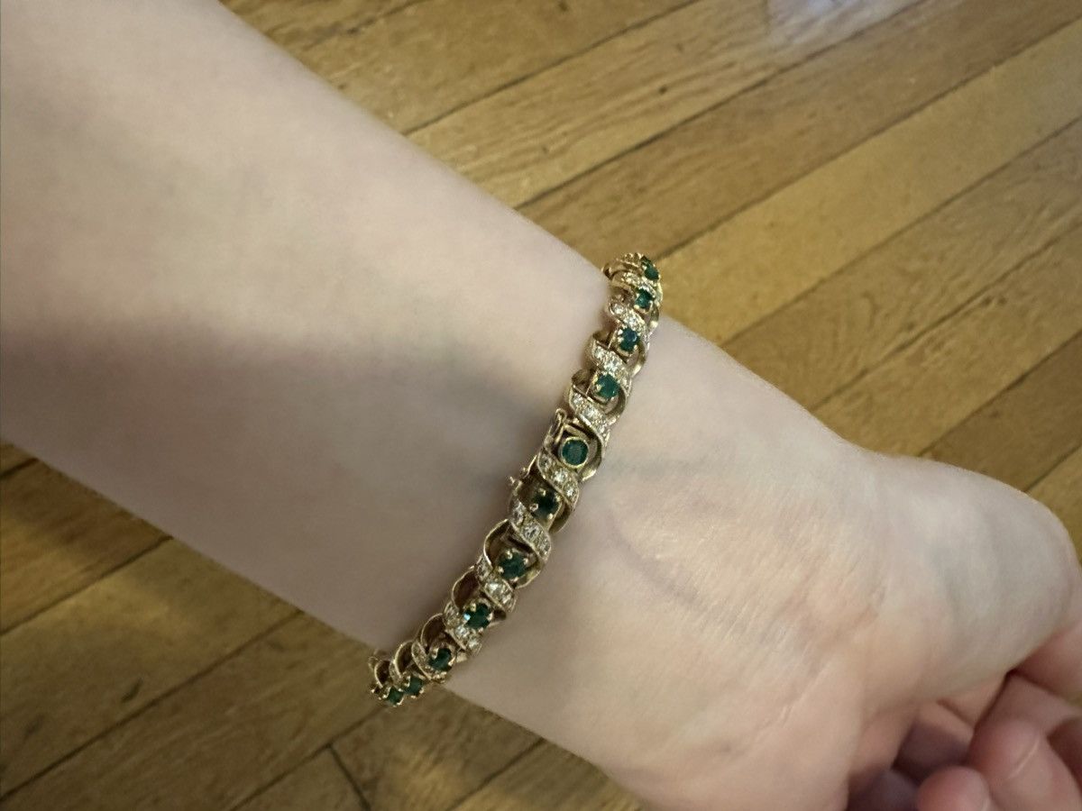 Vintage 18k yellow gold emerald bracelet Size ONE SIZE - 3 Thumbnail