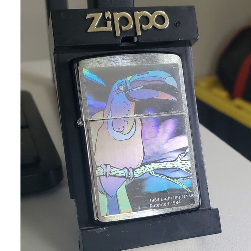 Zippo RARE Vintage Zippo – Holographic Toucan –Brushed Chrome 1994 Size ONE SIZE - 4 Thumbnail