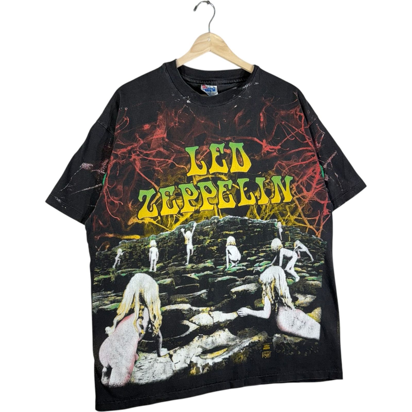 Hanes Vintage Led Zepplin Backstage Pass House Of The Holy AOP Tee Size US XL / EU 56 / 4 - 4 Thumbnail