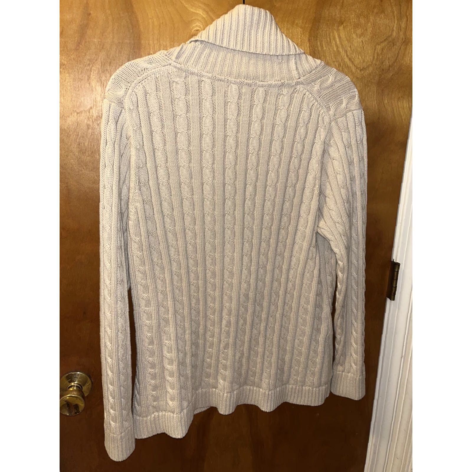 Vintage VINTAGE LL Bean Women's Cardigan Sweater 90s Cable Knit Long Sleeve Beige L, Casual, Workwear Size L / US 10 / IT 46 - 6 Thumbnail