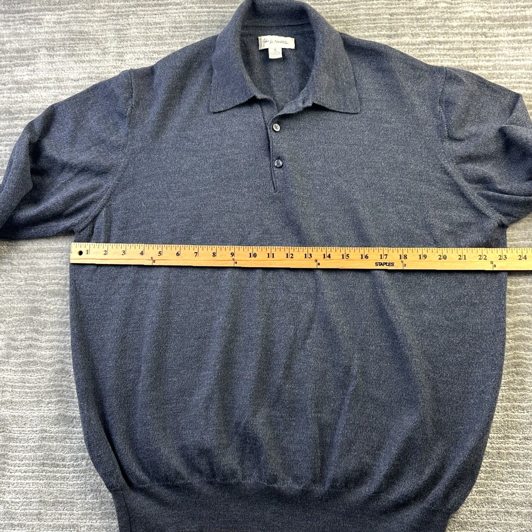 Nordstrom Nordstrom Polo Shirt Mens XL Knit Wool Merino Italy Gr ay Logo Button Vintage? No Polo Shirt Size US XL / EU 56 / 4 - 7 Thumbnail