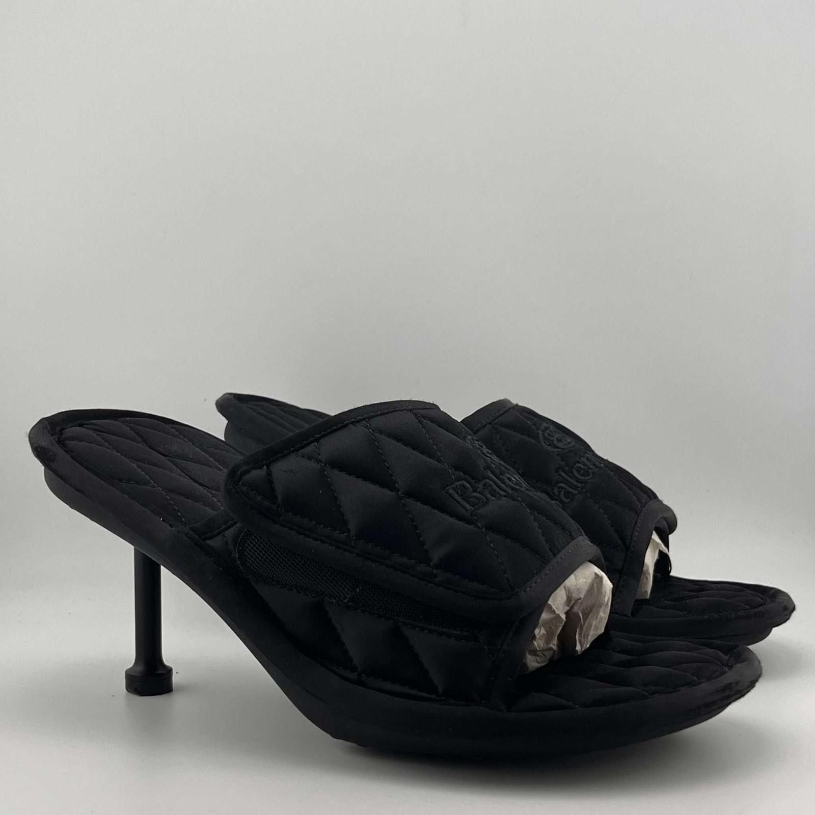 Balenciaga Balenciaga Home Logo Quilted Satin Slides Size 40 Used Size US 10 / EU 43 - 3 Thumbnail