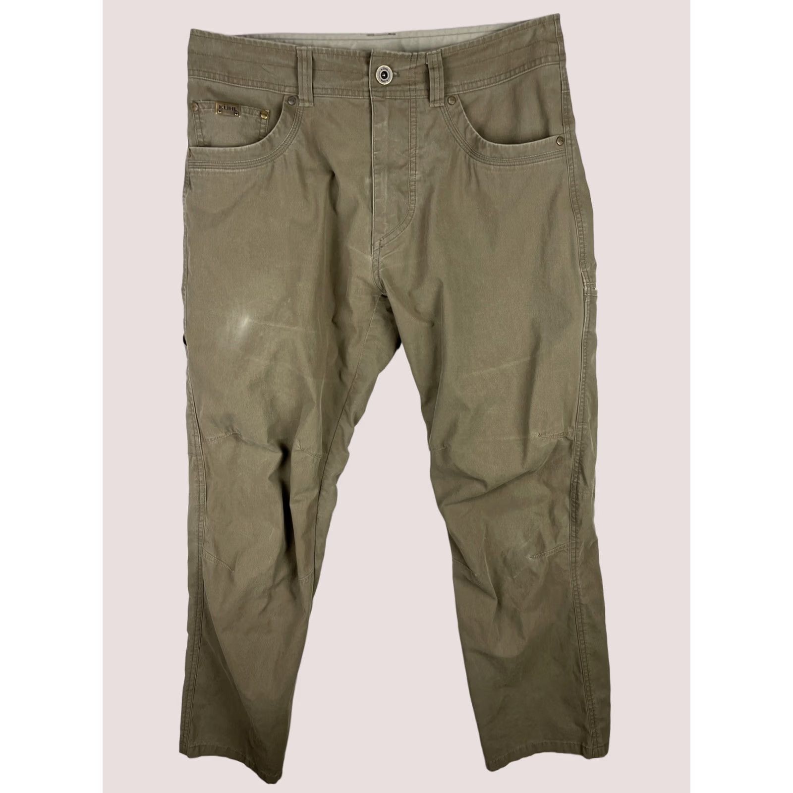 Vintage Kuhl Revolvr Pants Mens 32x30 Brown Vintage Patina Dye Outdoors Carpenter Workwear Pants Size US 32 / EU 48 - 1 Thumbnail