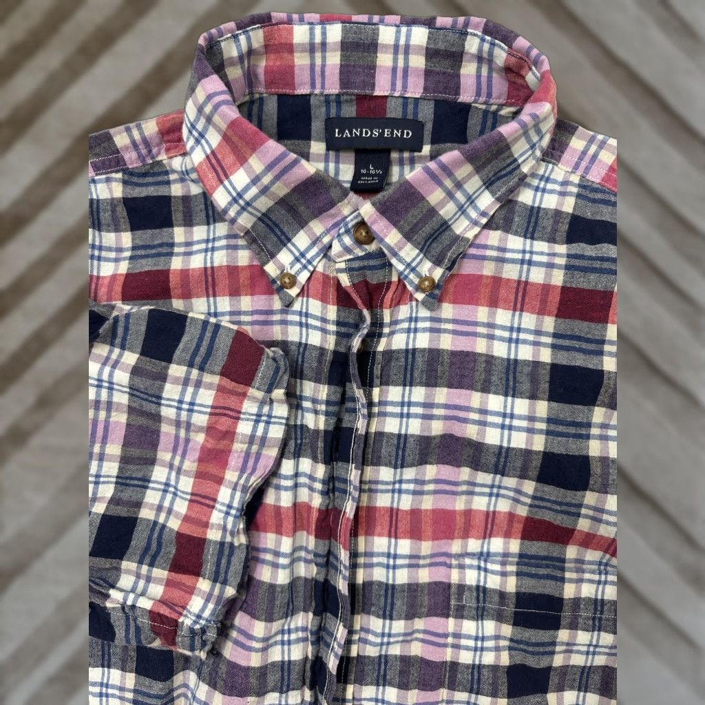 Lands' End Lands End Shirt Men Large Casual Outdoors Plaid Lightweight Cotton Button Down Size US L / EU 52-54 / 3 - 1 Thumbnail