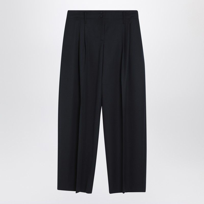 Alexander McQueen Alexander Mcqueen Wide Navy Blue Wool Trousers Size 27" / US 4 / IT 40 - 1 Thumbnail