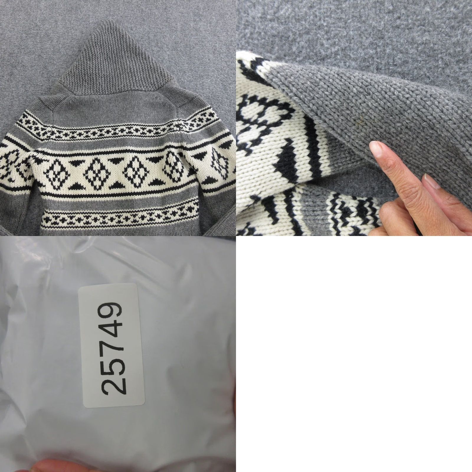 TNA TNA Sweater Womens S Gray 100% Wool Hooded V-Neck Fair Isle Pullover Raglan Knit Pocketed Size S / US 4 / IT 40 - 11 Thumbnail