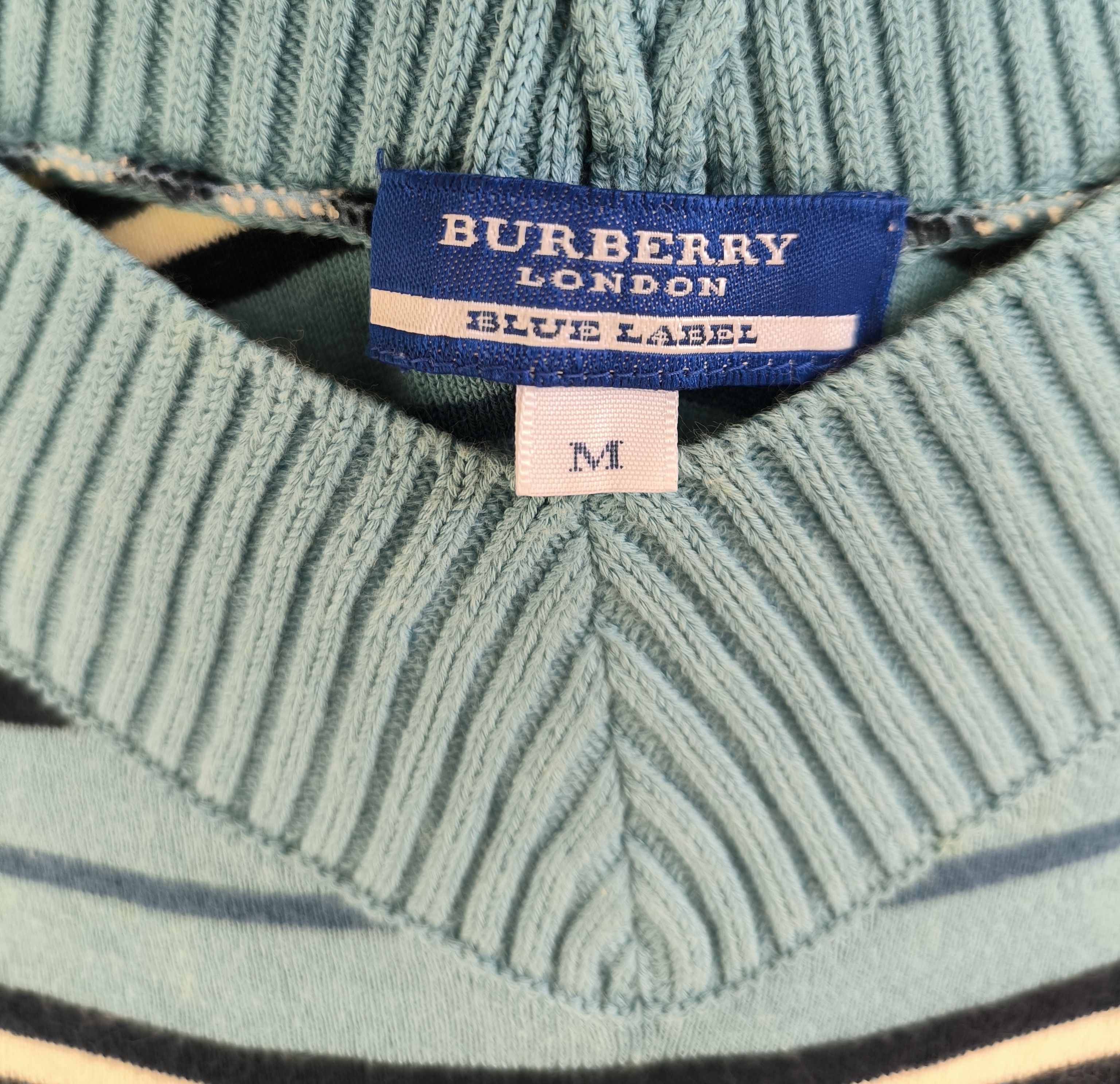 Burberry BURBERRY Blue Label striped v-neck short sleeve sweatshirt Size M / US 6-8 / IT 42-44 - 3 Thumbnail