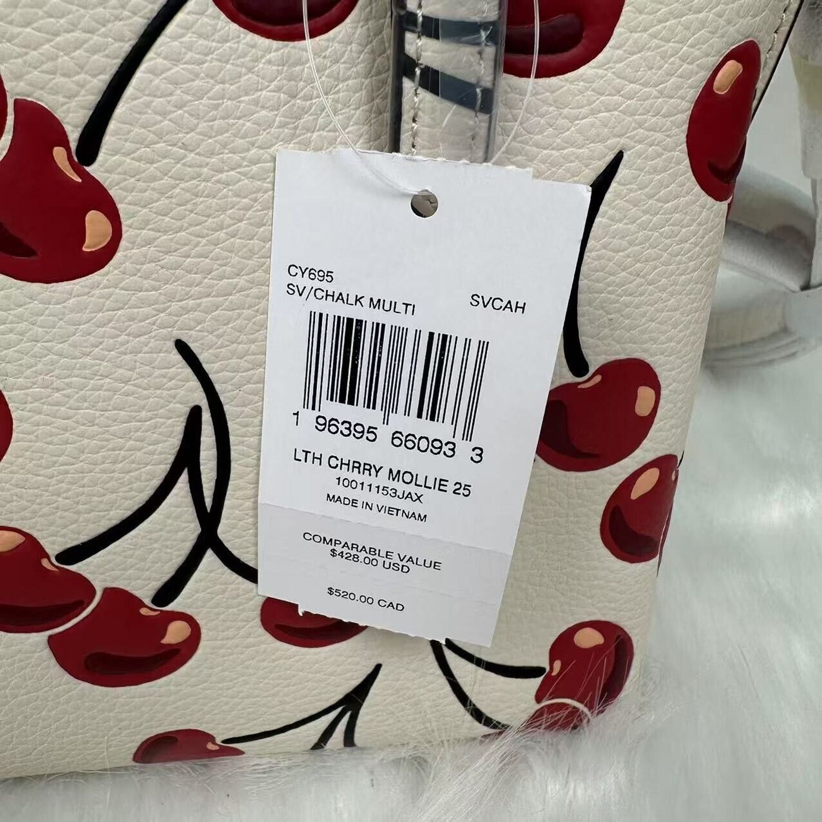 Coach Coach Mollie Tote Bag 25 Crossbody Cherry Print Leather NWT Size ONE SIZE - 6 Thumbnail