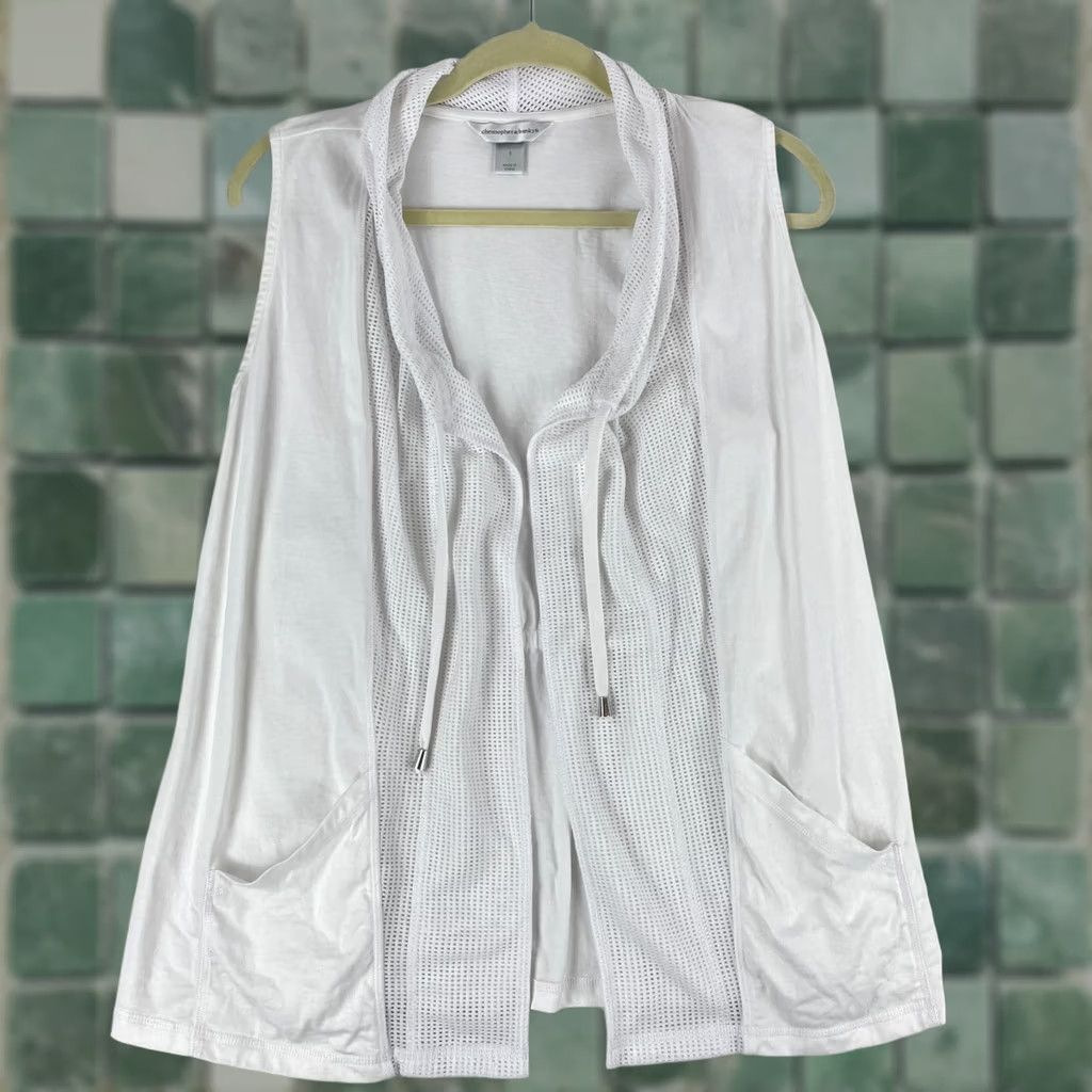 Vintage Christopher Banks Cardigan Womens Small White Sleeveless Open Front Travel Size S / US 4 / IT 40 - 1 Thumbnail