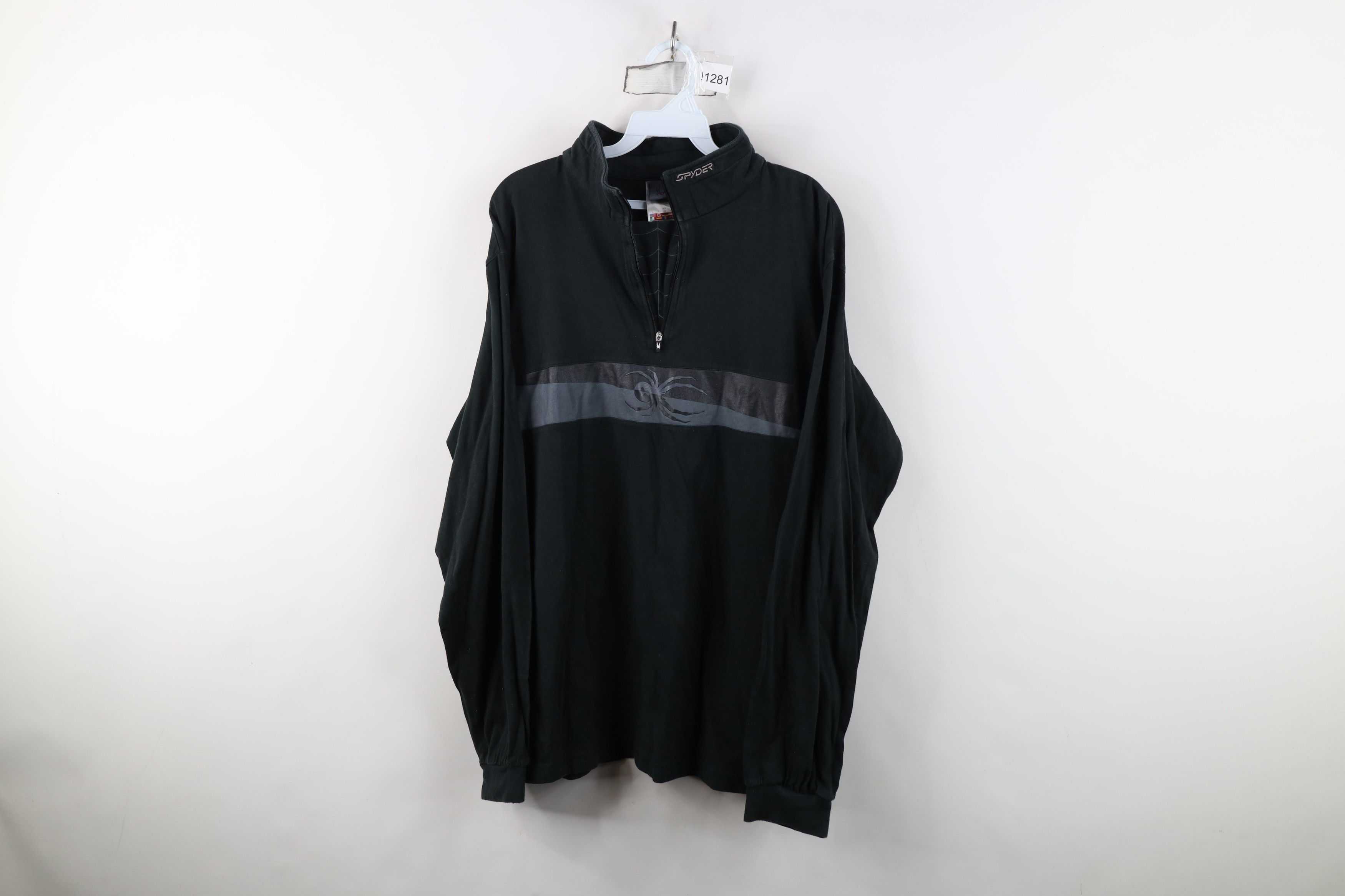 Spyder Vintage 90s Spyder Big Log Web Half Zip Mock Neck Shirt Size US L / EU 52-54 / 3 - 1 Thumbnail