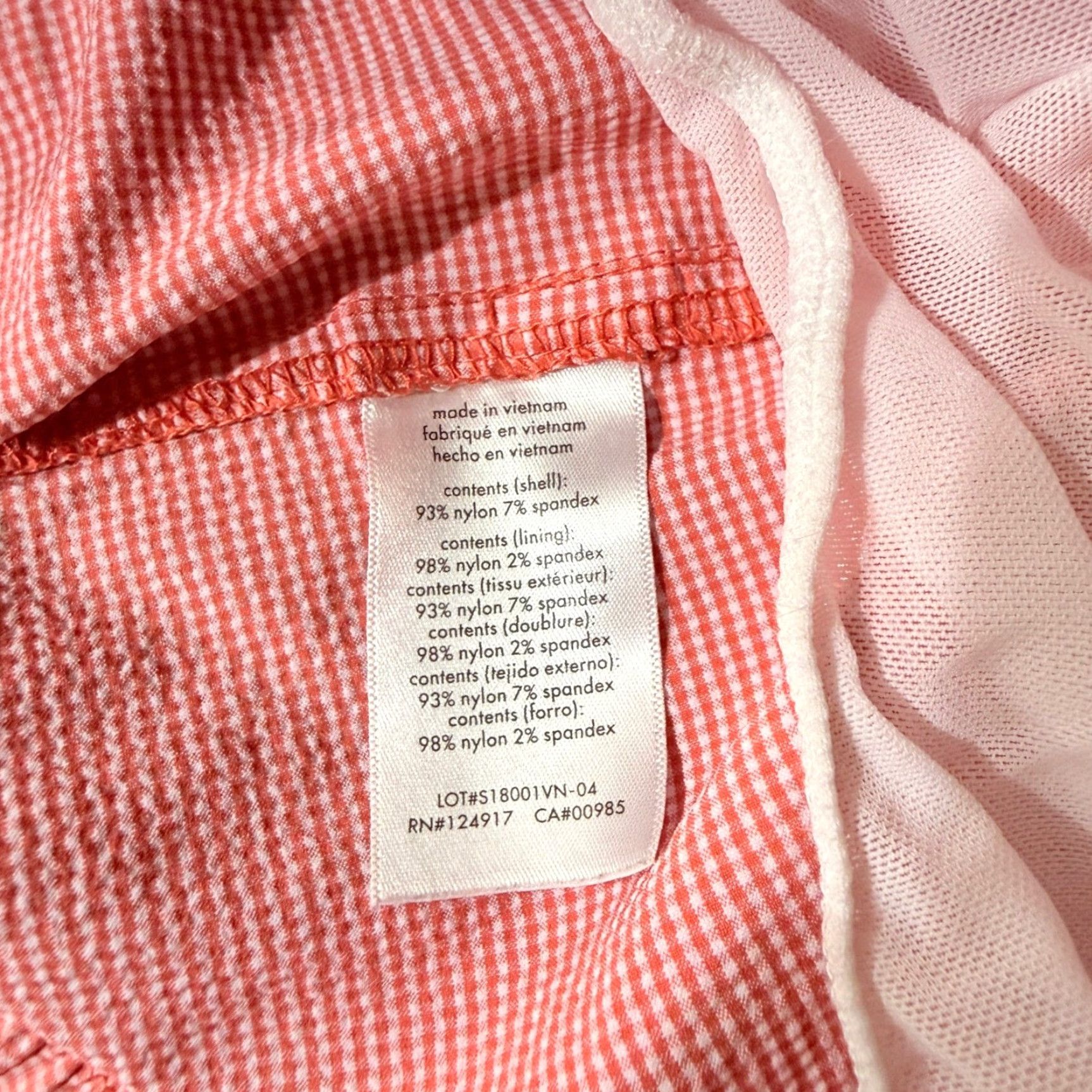 Onia Onia Mens Shorts L Gingham Plaid Beach Swim Trunks Lined Drawstring 7 in Inseam Red Plaid Athletic Casual mens Shorts Size US 33 - 4 Thumbnail