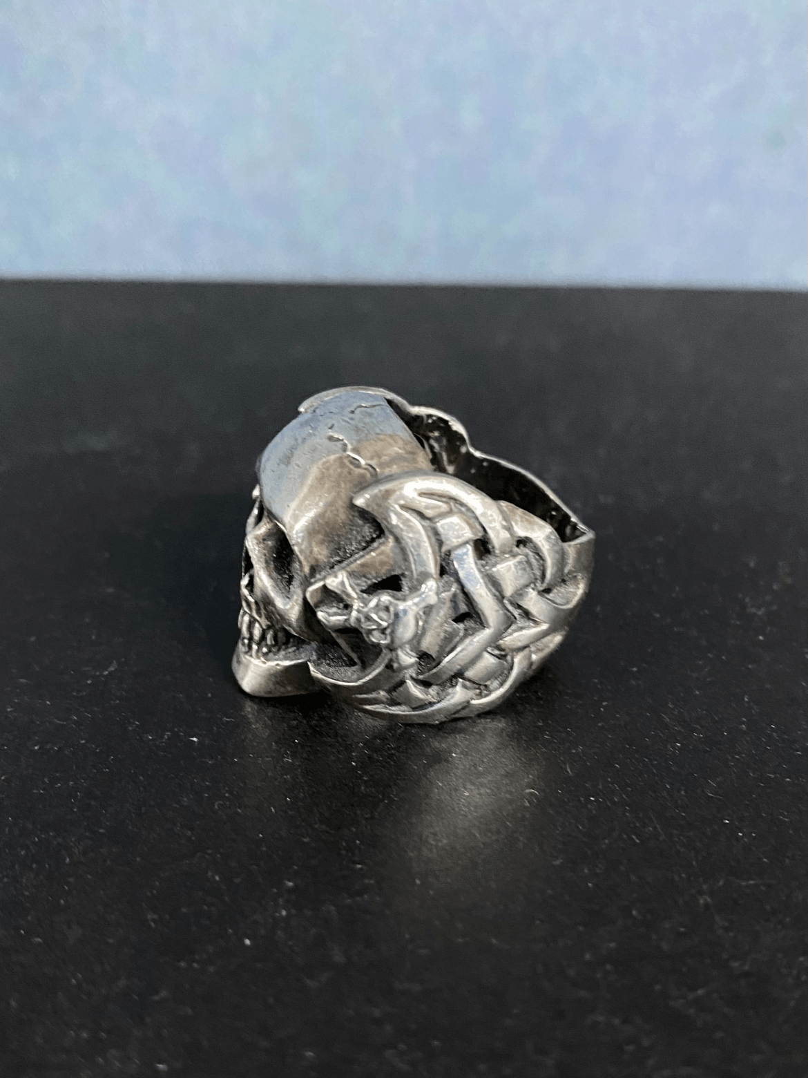 Number (N)ine Number Nine woven 950 silver skull ring Size ONE SIZE - 5 Thumbnail