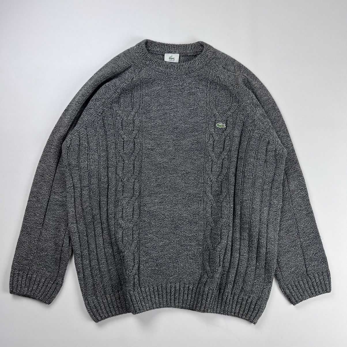 Lacoste × Vintage Vintage 90s Heavy knit Lacoste cable knit sweater Size US XL / EU 56 / 4 - 1 Thumbnail