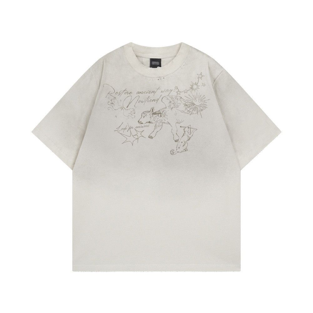 Japanese Brand Men's Loose Casual Hip Hop Animal Graffiti Print T-shirt Size US M / EU 48-50 / 2 - 1 Thumbnail