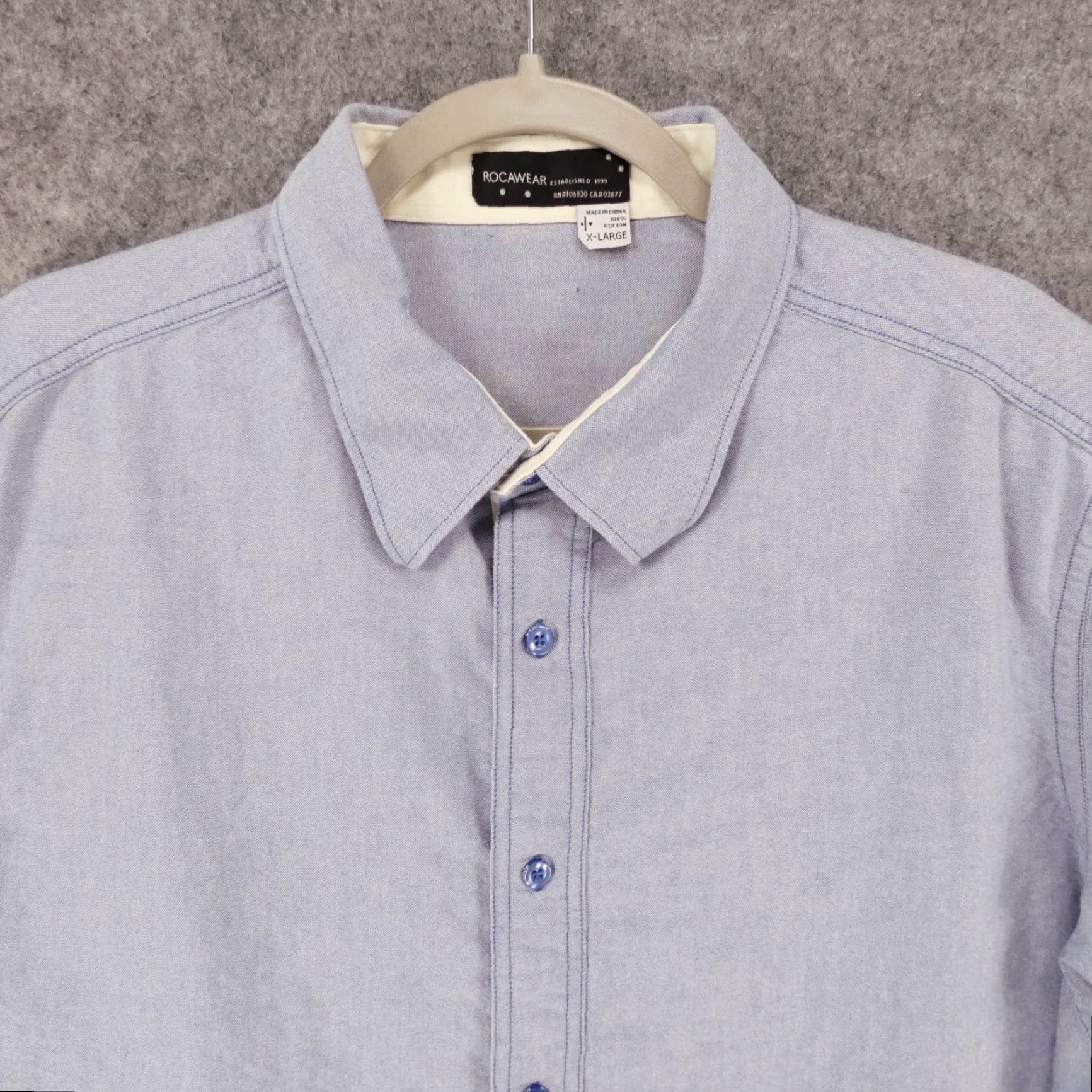 Rocawear Rocawear Shirt Mens XL Long Sleeve Button-Up Blue w Logo Patch Size US XL / EU 56 / 4 - 2 Thumbnail