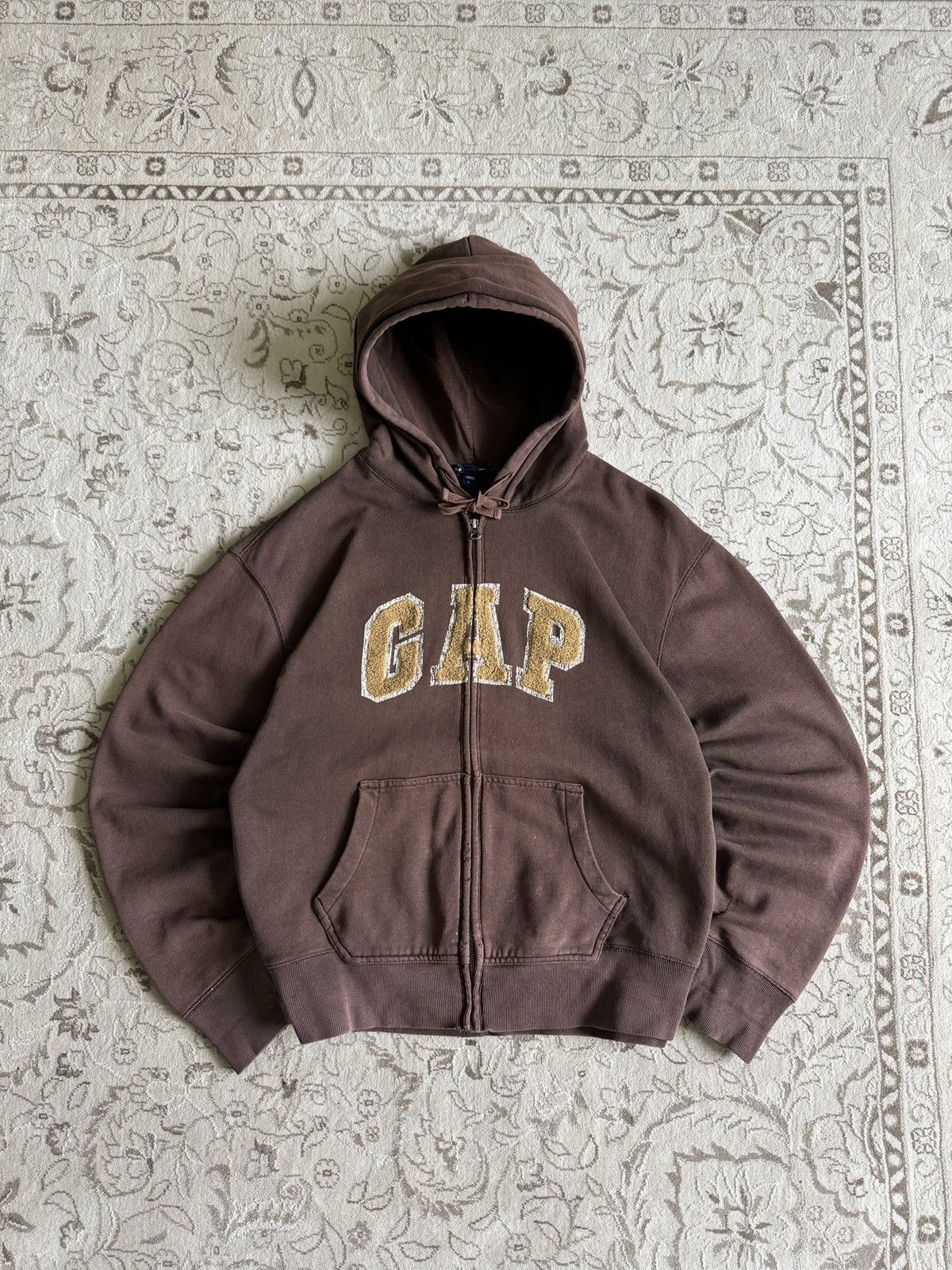 Gap × Streetwear × Vintage Vintage Gap brown zip hoodie baggy