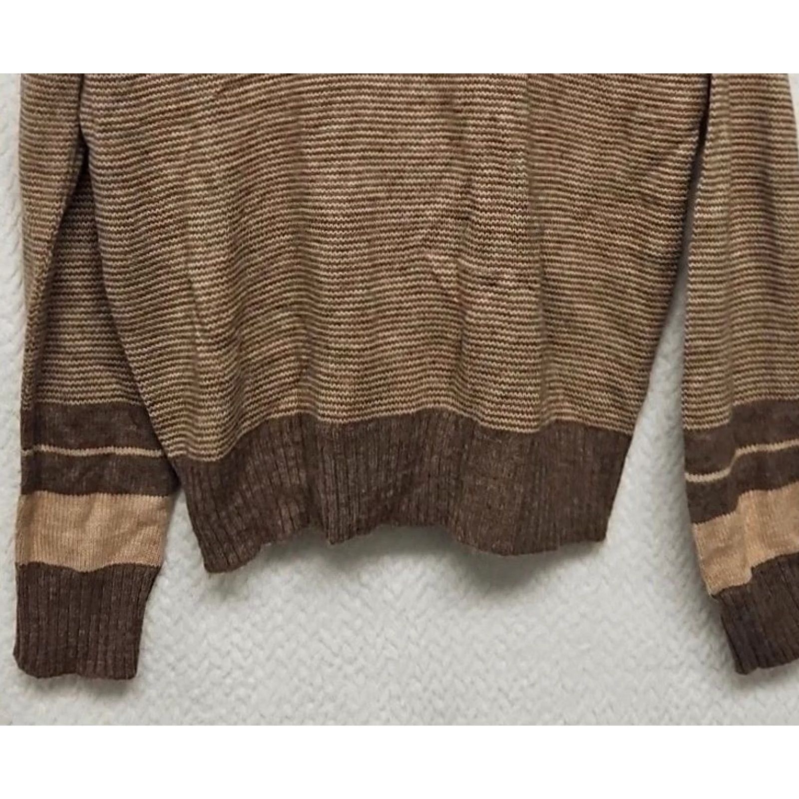 Vintage VINTAGE Claude Brentwood Cardigan XL Made USA Brown Stripe 70s Grandpa Core Mens XL Brown Stripe Cardigan Retro 1970s Size US XL / EU 56 / 4 - 7 Thumbnail