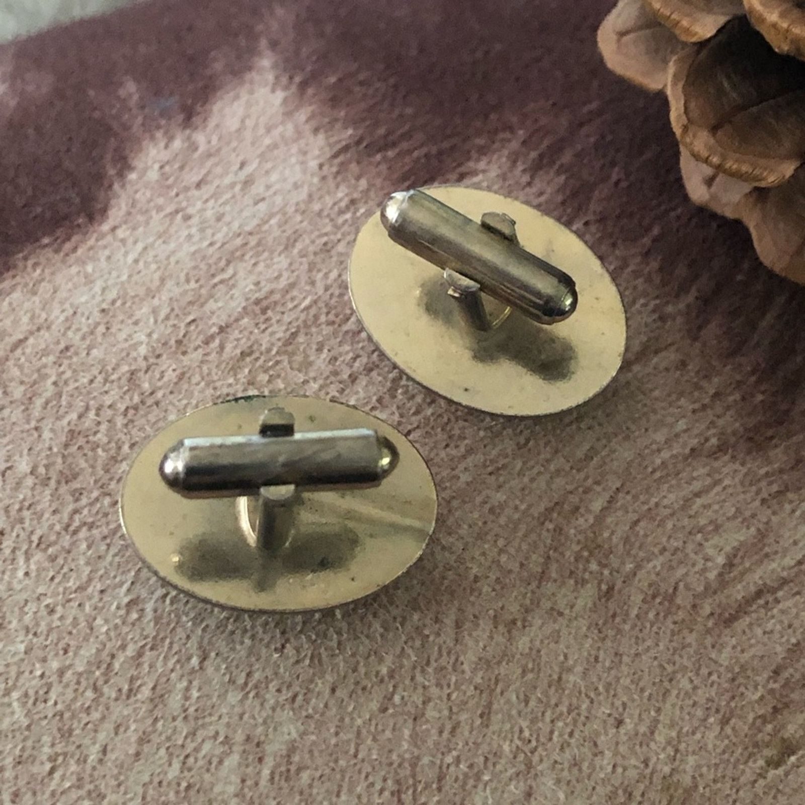 Vintage Vintage men’s light blue speckled stone cuff links Size ONE SIZE - 4 Thumbnail