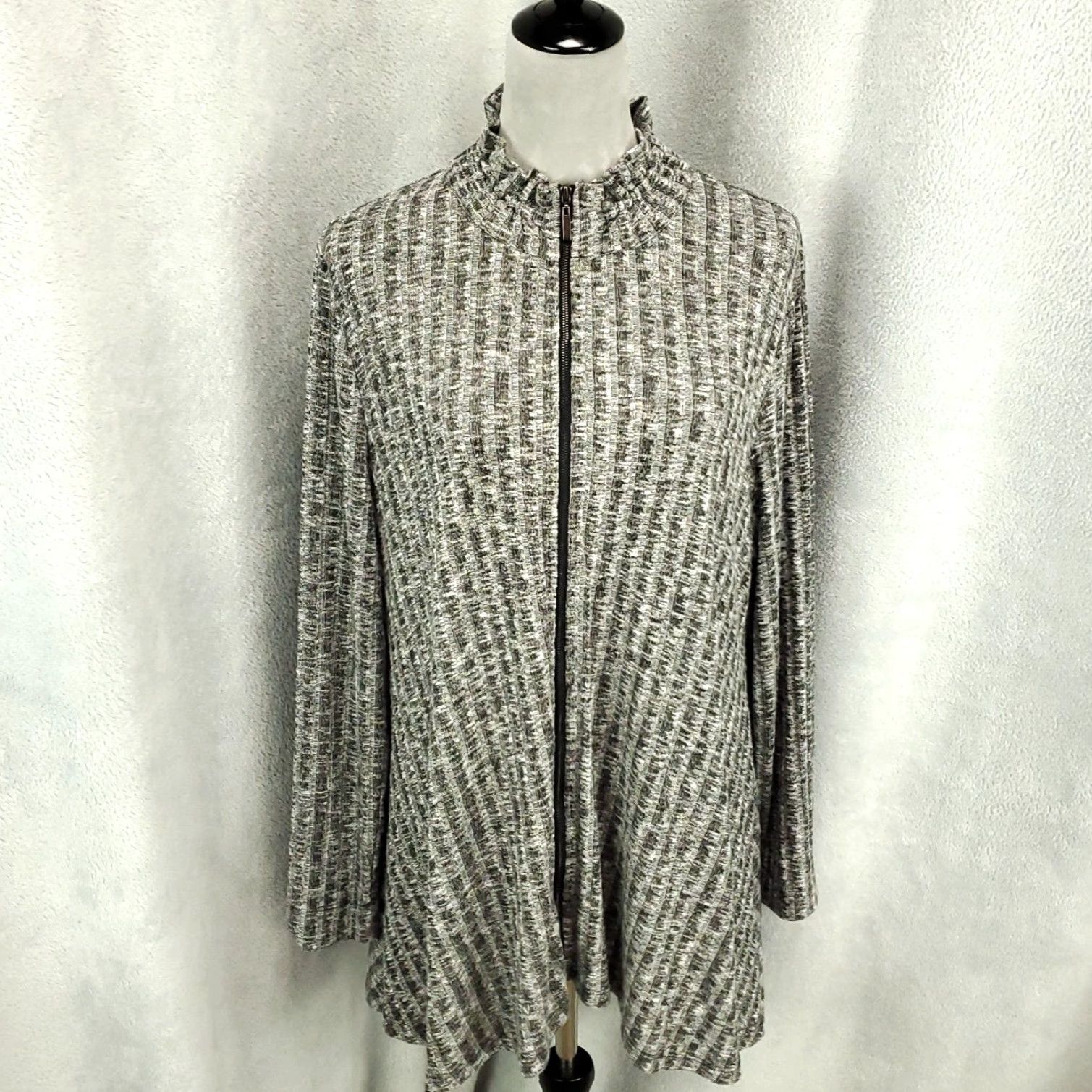Vintage John Mark Cardigan Womens Large Gray Full Zip Sweater Jacket Knit Cardigan Size L / US 10 / IT 46 - 2 Thumbnail