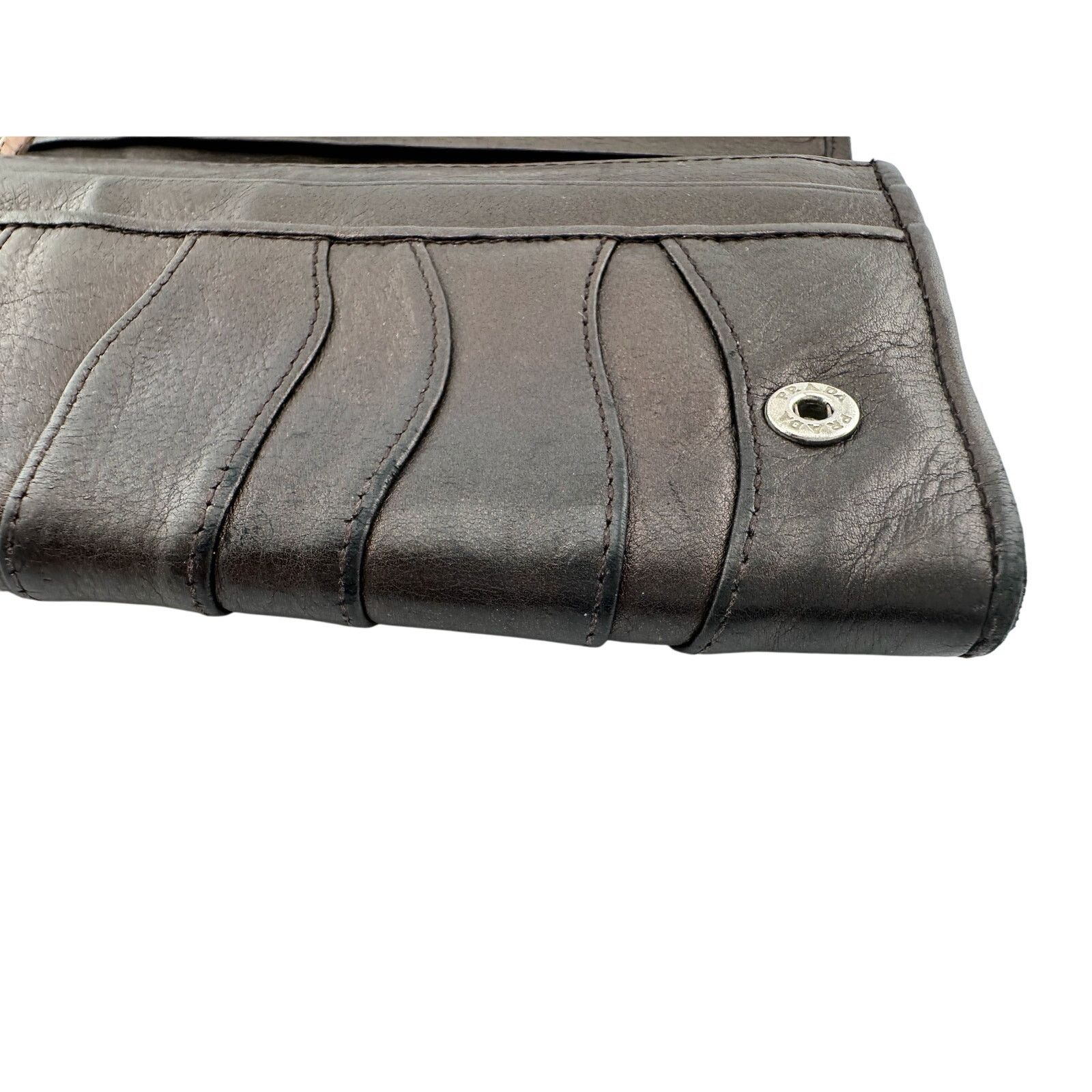 Prada Prada Metallic Brown Wave Leather Flap Continental Wallet Size ONE SIZE - 7 Thumbnail