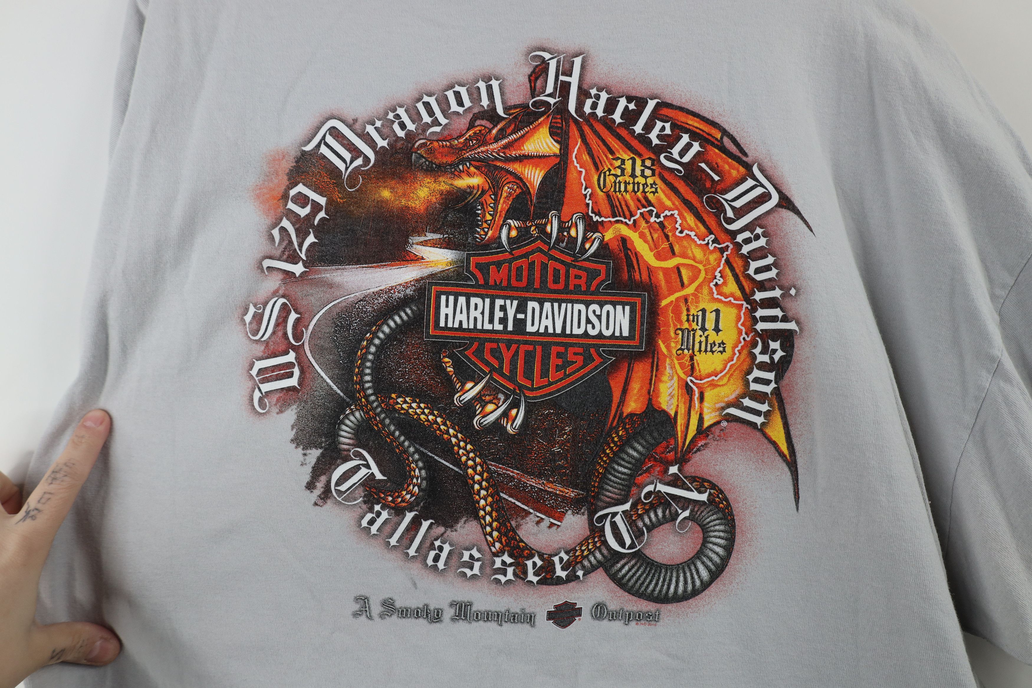 Harley Davidson × Vintage Vintage Y2K Harley Davidson Spell Dragon Fire Flames T-Shirt Size US XXL / EU 58 / 5 - 11 Thumbnail