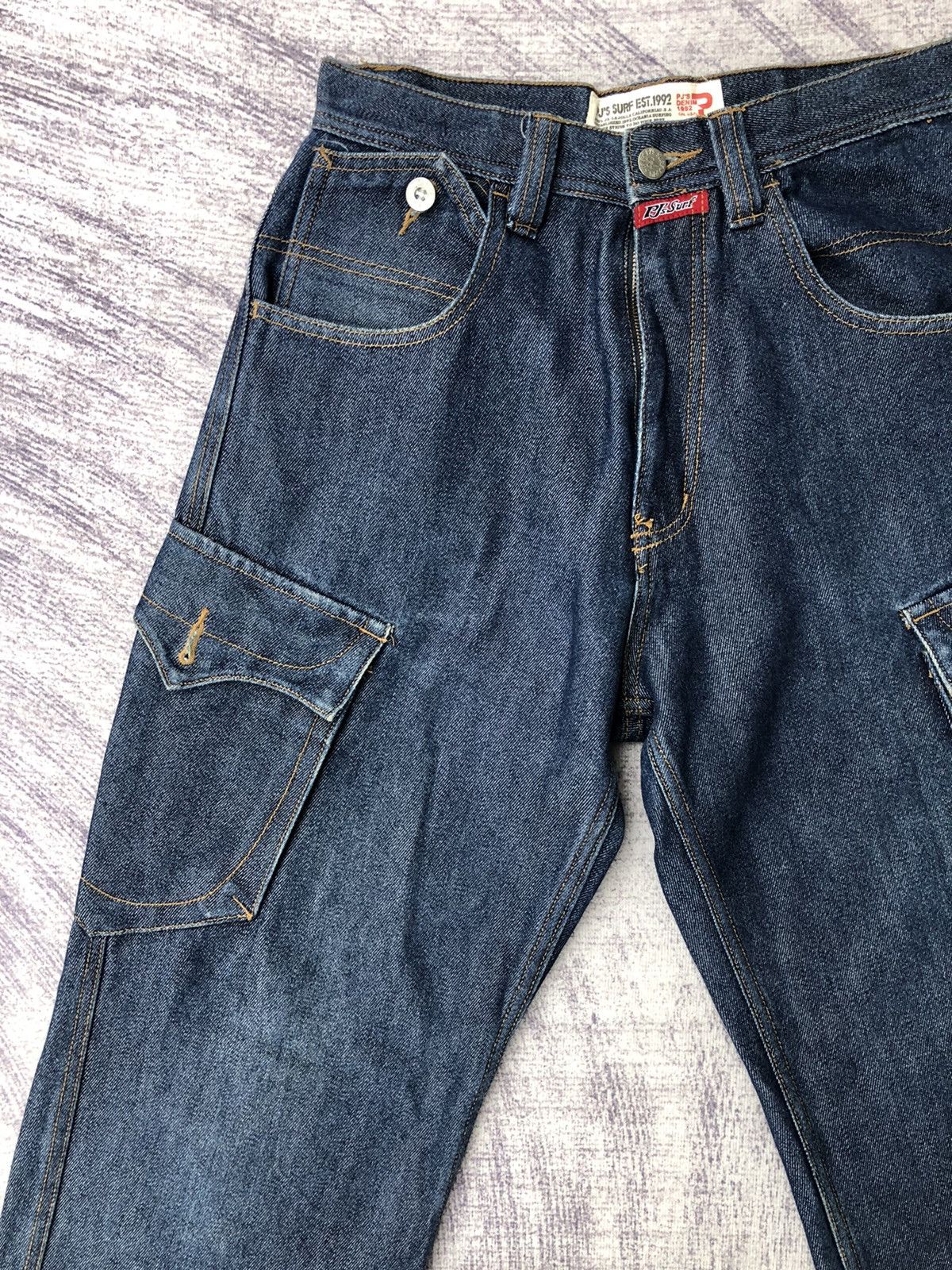 Japanese Brand PJ's Japanese Surfwear Hip Hop Jeans Cargo Shiny Pants Size US 27 - 8 Thumbnail