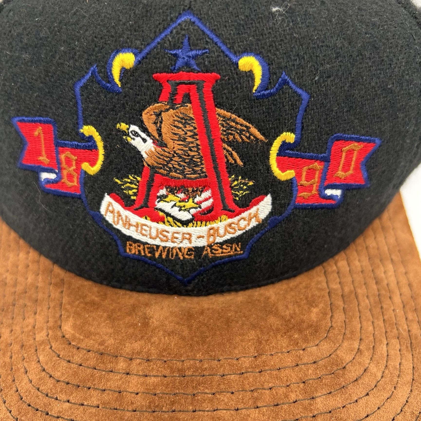 Vintage VINTAGE Anheurser Bush Baseball Cap One Size Black Wool Leather Collector's Edition Adjustable Men Black Cap 90s Beer Outdoor Size ONE SIZE - 2 Thumbnail