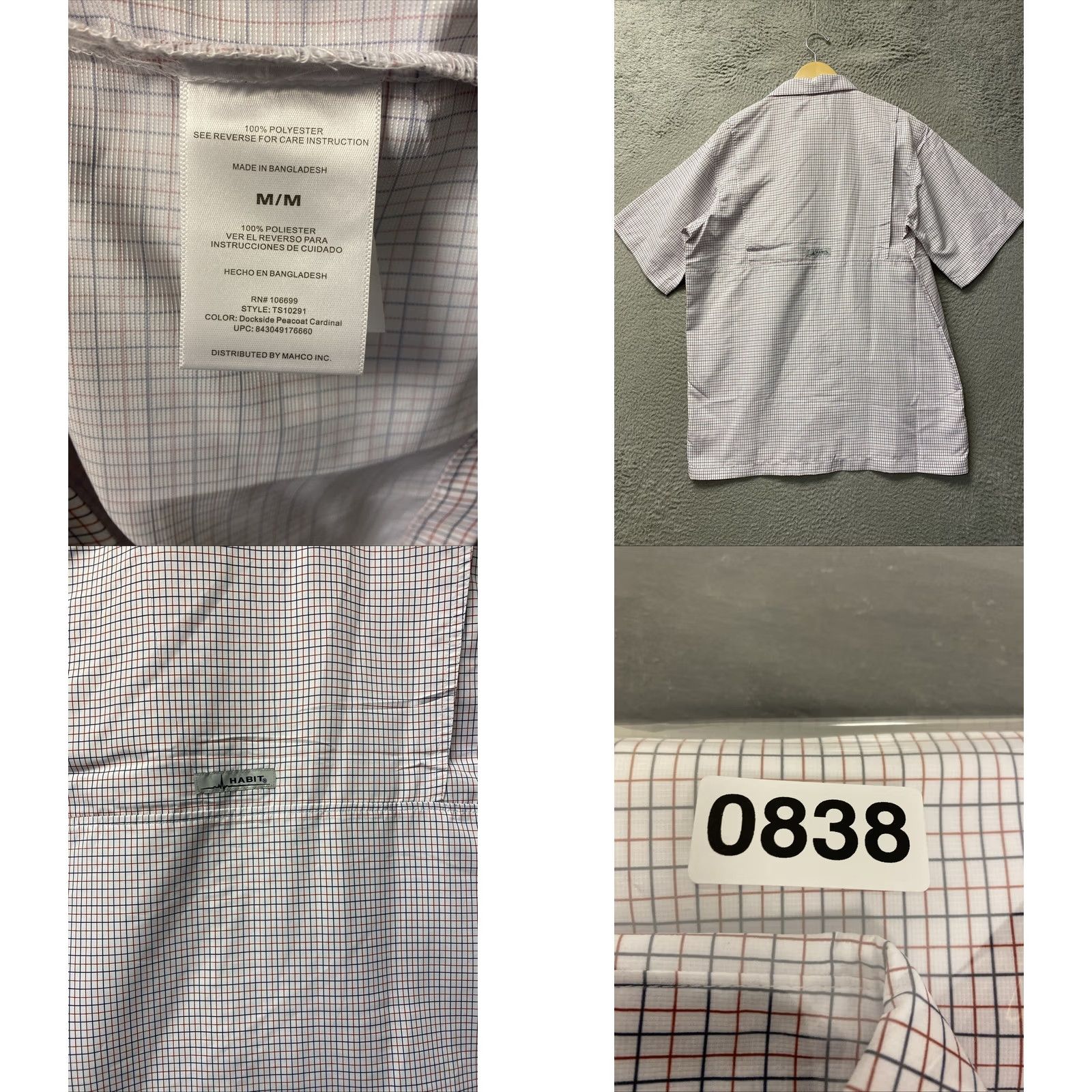 Habitat Habit Shirt Mens M Red Blue Plaid Short Sleeve Button-Up Outdoor Camping UV Breathable Pockets Summer Size US M / EU 48-50 / 2 - 9 Thumbnail