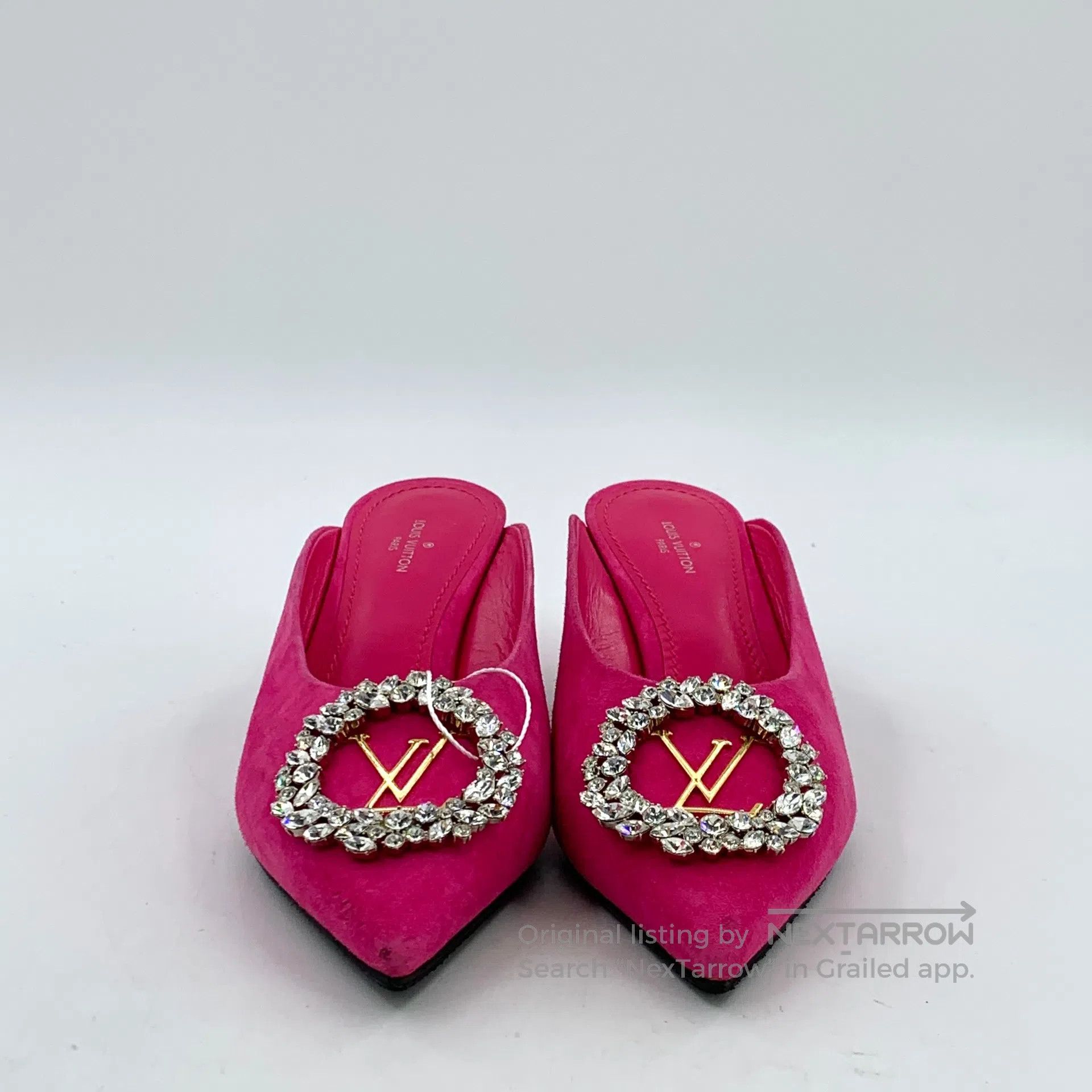Louis Vuitton Louis Vuitton Pink pointed toe studded logo design stilett Size US 4.5 / IT 34.5 - 3 Thumbnail