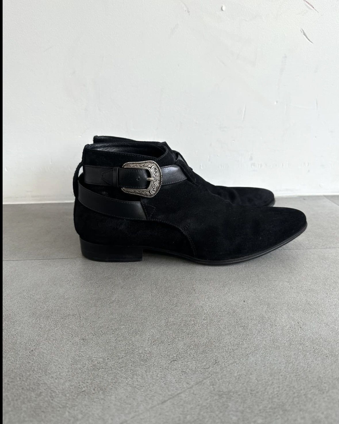 Saint Laurent Paris Black Suede Jodpur Western Buckle Boots Size US 7.5 / EU 40-41 - 3 Thumbnail