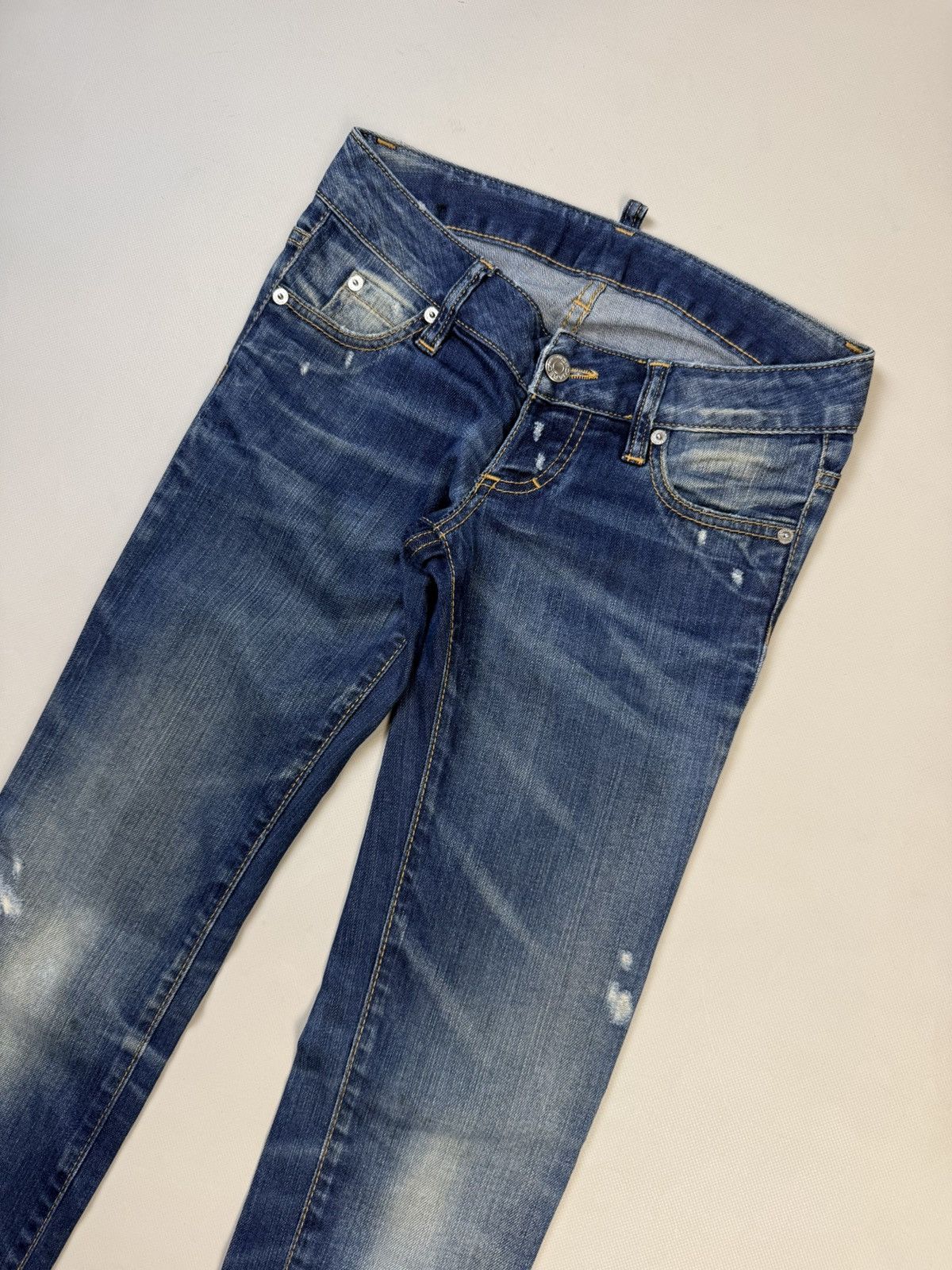 Dsquared2 Dsquared Distressed Denim Low Rise Skinny Biker Jeans Pants Size 25" / US 0 / IT 36 - 2 Thumbnail