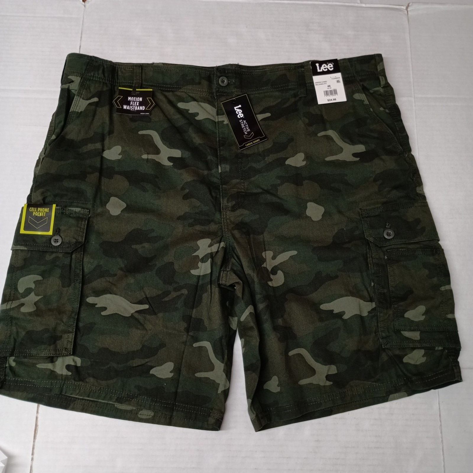 Lee Lee Men's 46 Cargo Shorts Green Camo Motion Flex Waistband Size US 44 / EU 60 - 1 Thumbnail